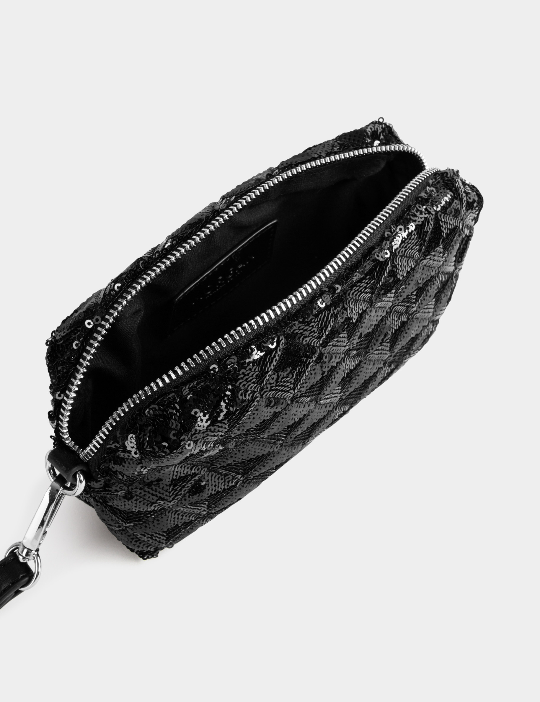 Trousse de maquillage à sequins noir femme