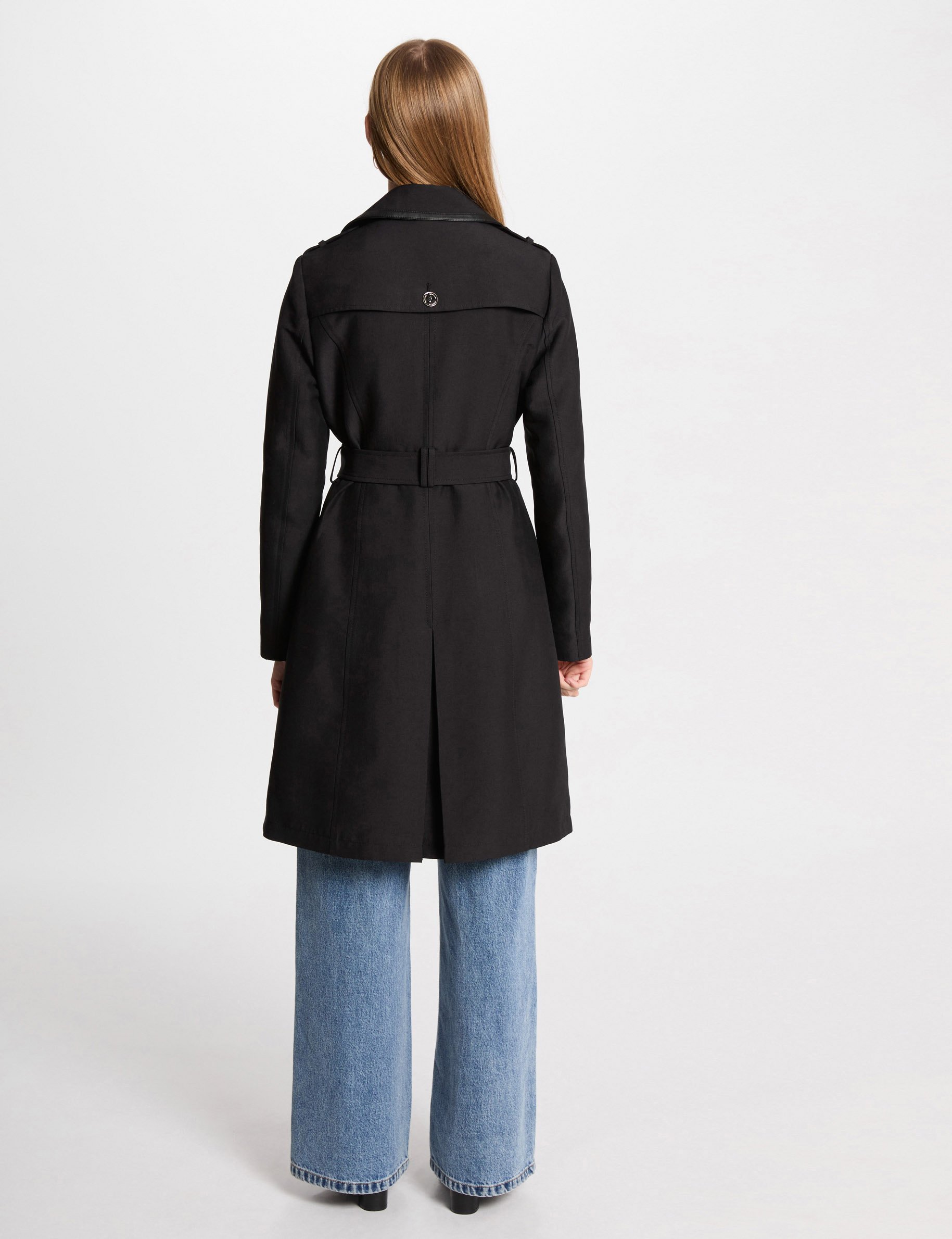 trench long ceinture noir femme Trench long ceinturé noir femme