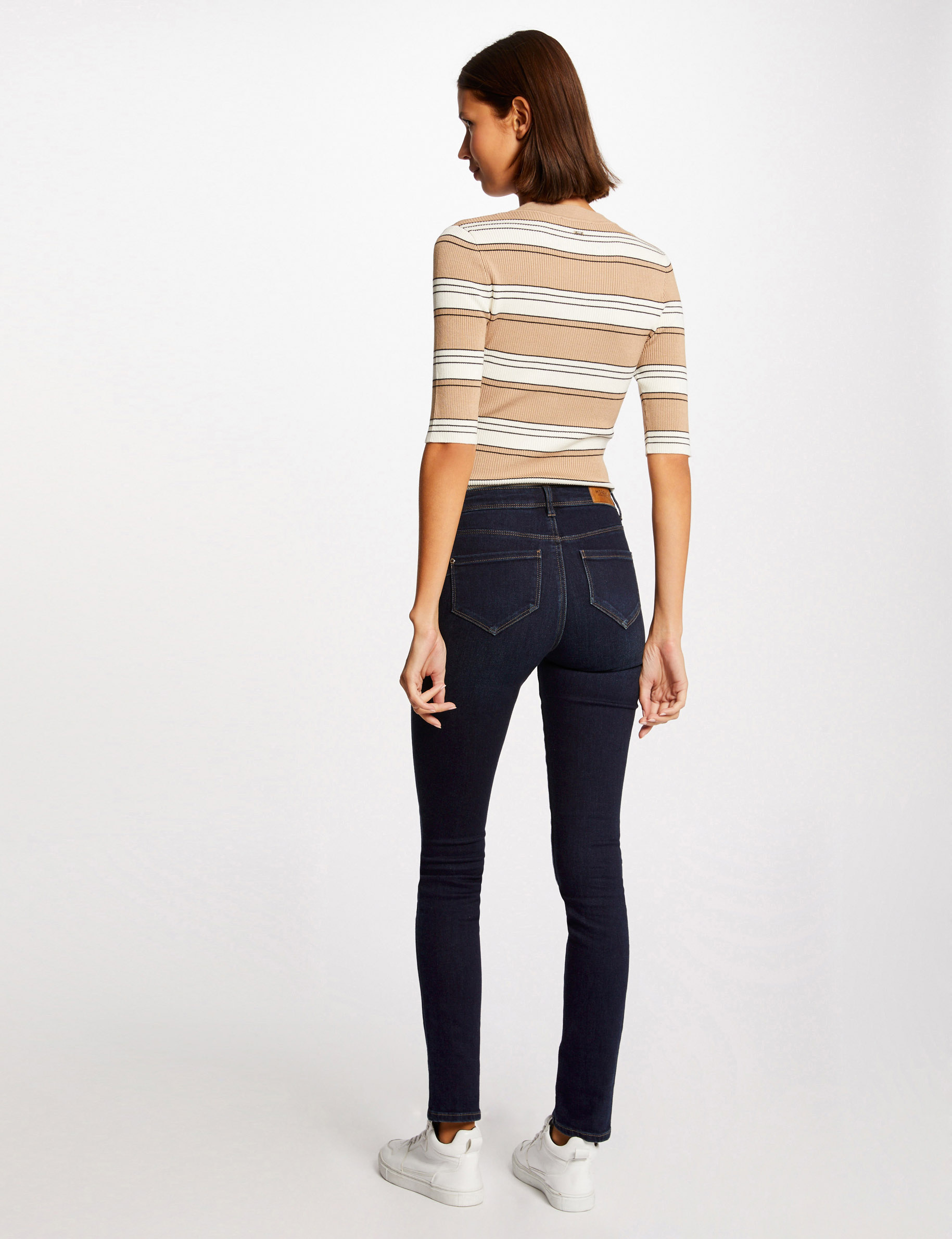Pull manches courtes à rayures ivoire femme Pull manches courtes à rayures ivoire femme