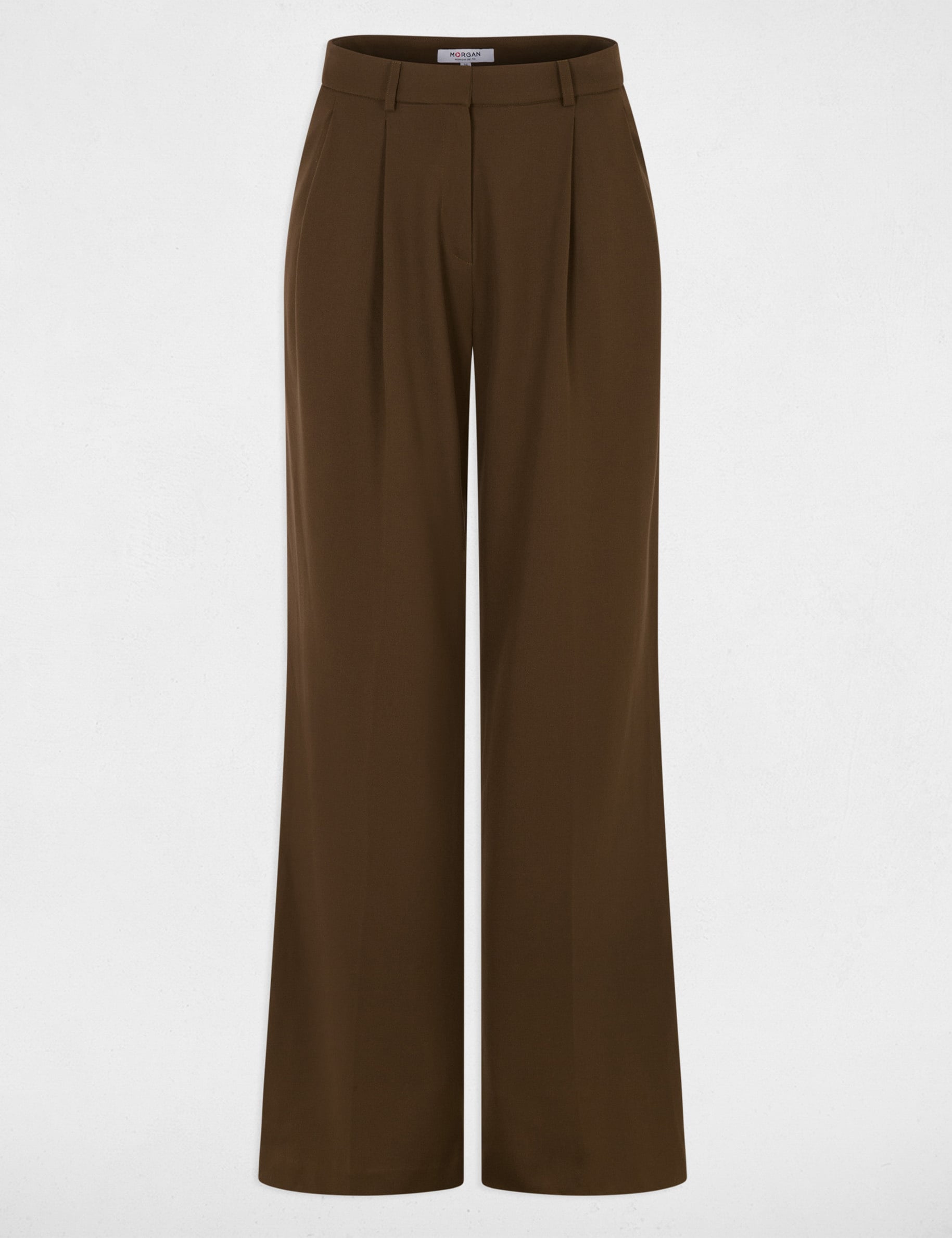 Pantalon large taille haute vert kaki femme