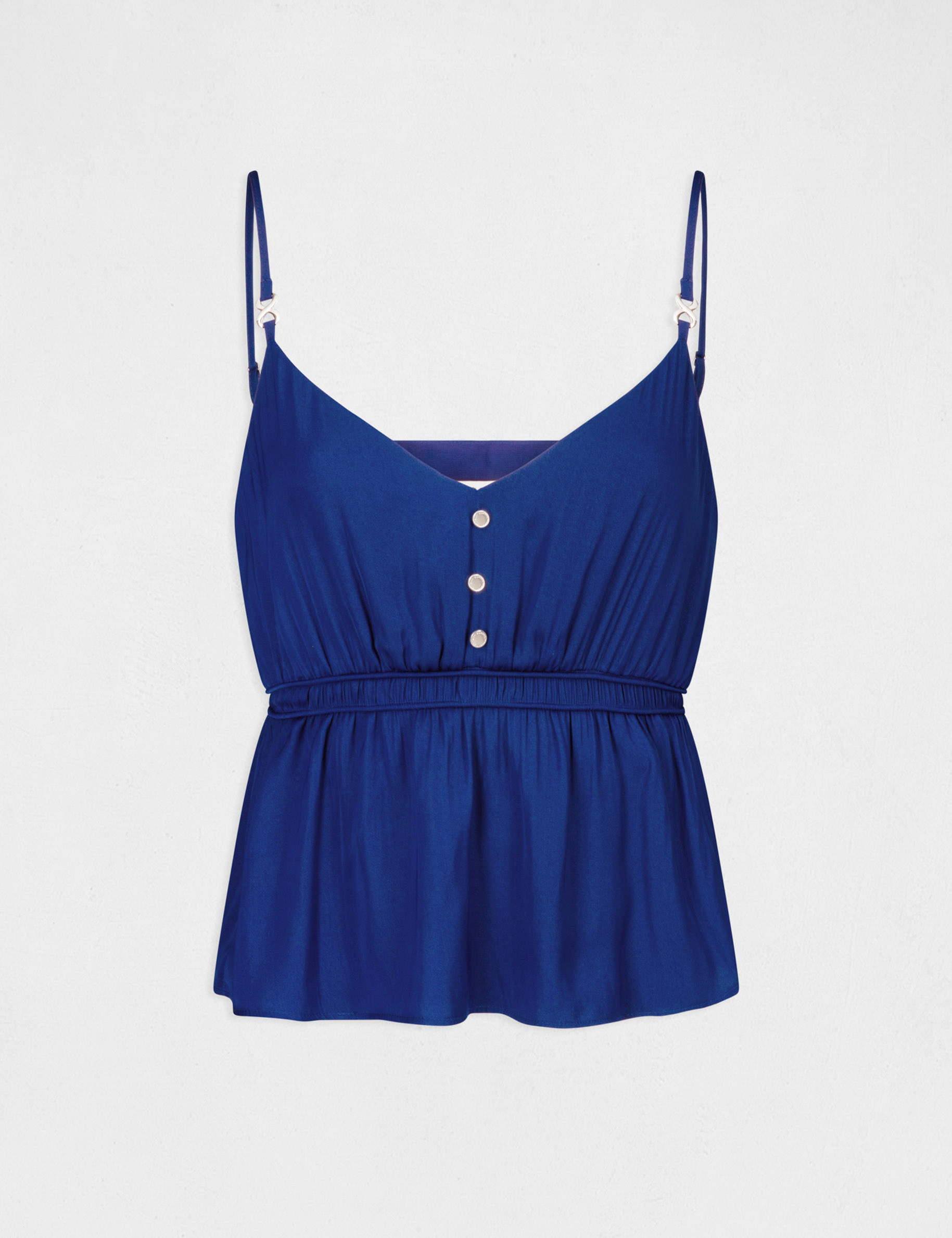 Blouse bretelles fines à ornements bleu electrique femme Blouse bretelles fines à ornements bleu electrique femme