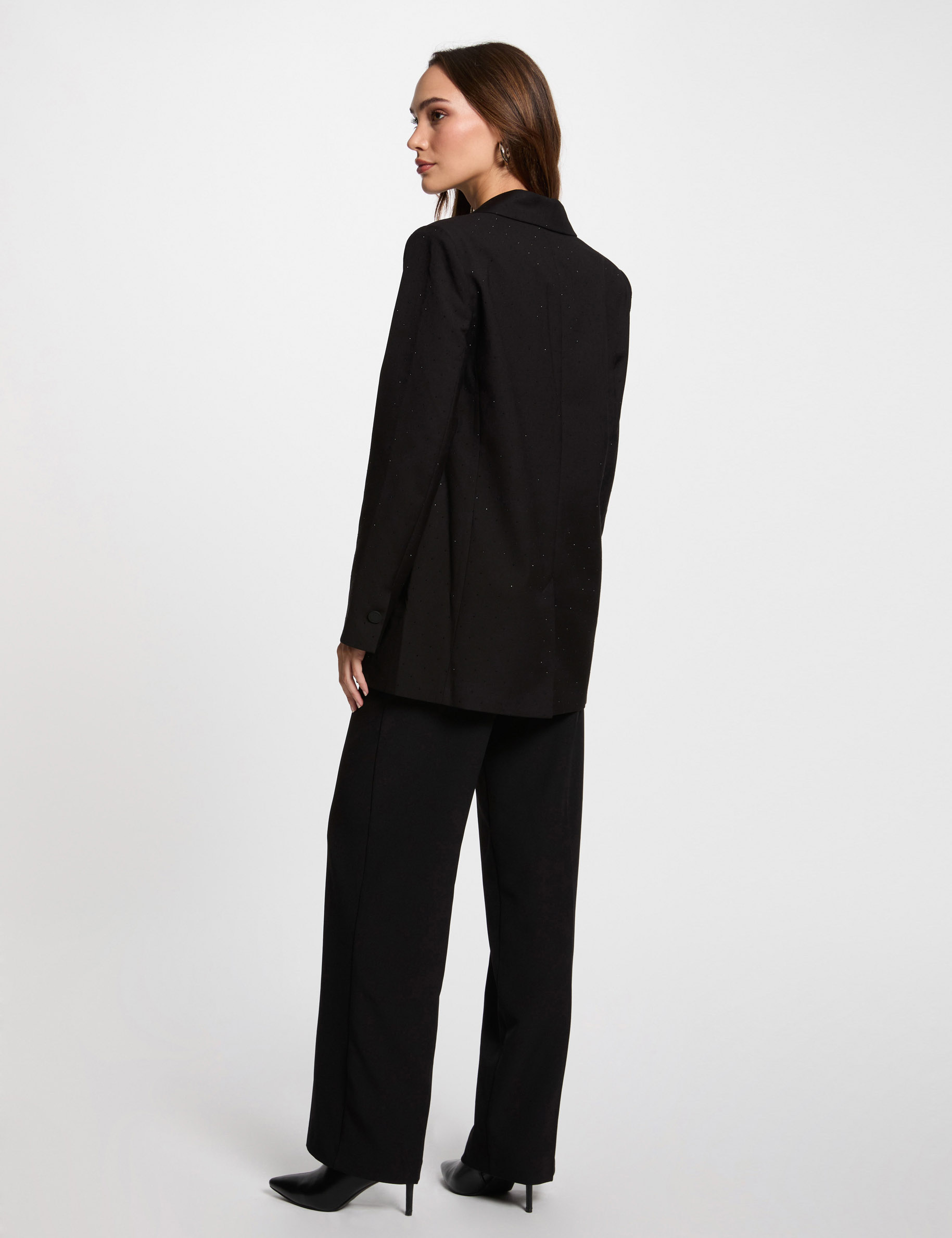 blazer long a sequins noir femme Blazer long à sequins noir femme