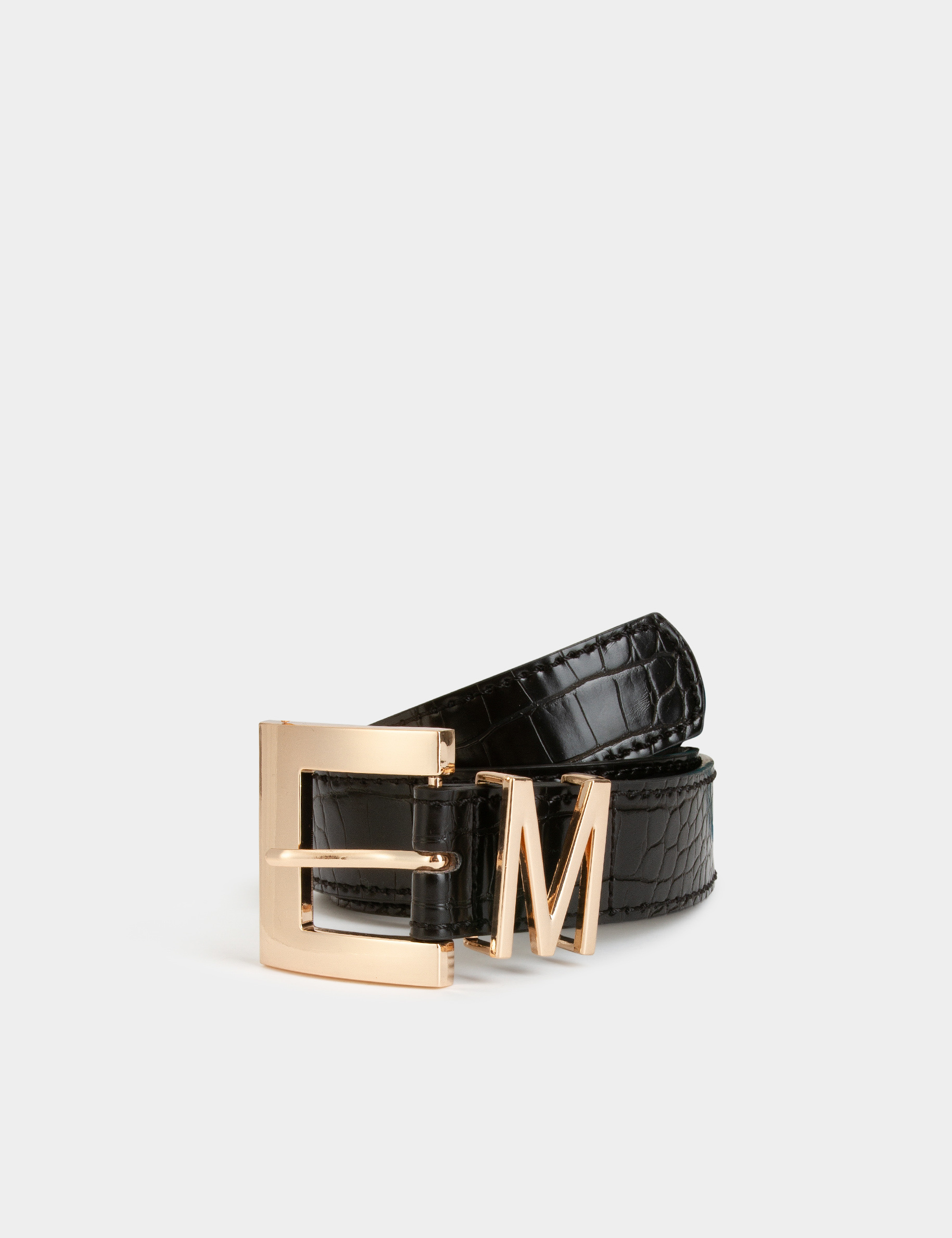 ceinture passant m aspect croco noir femme Ceinture passant M aspect croco noir femme