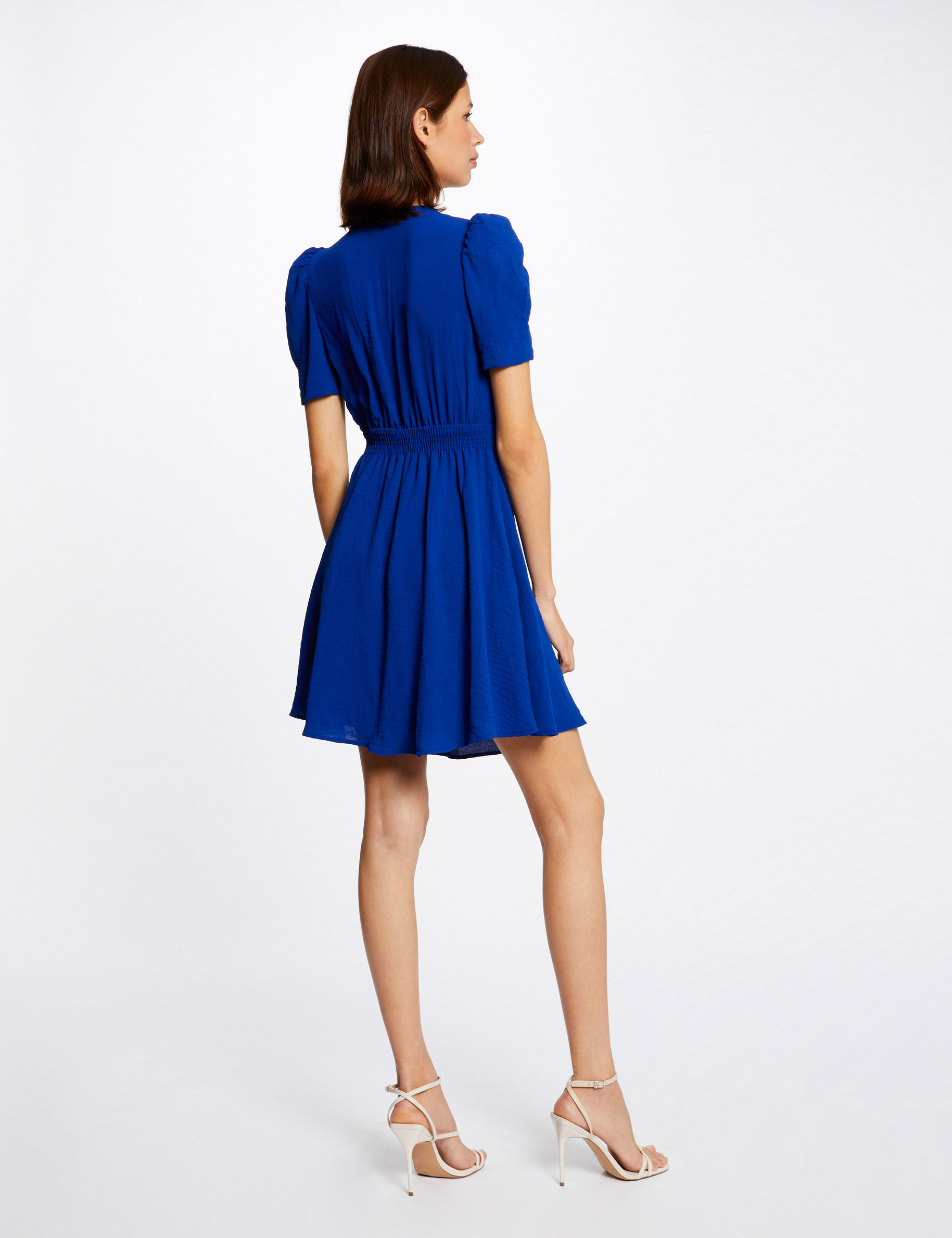 Robe évasée avec col cache-coeur bleu electrique femme Robe évasée avec col cache-coeur bleu electrique femme