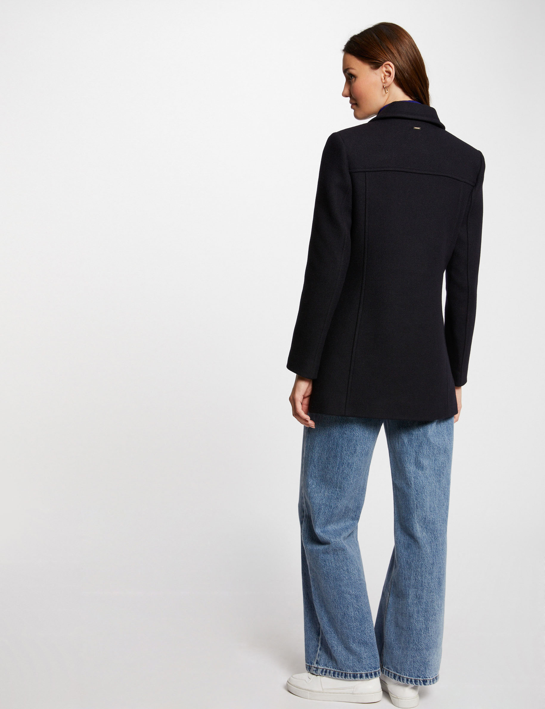 Manteau double boutonnage marine femme