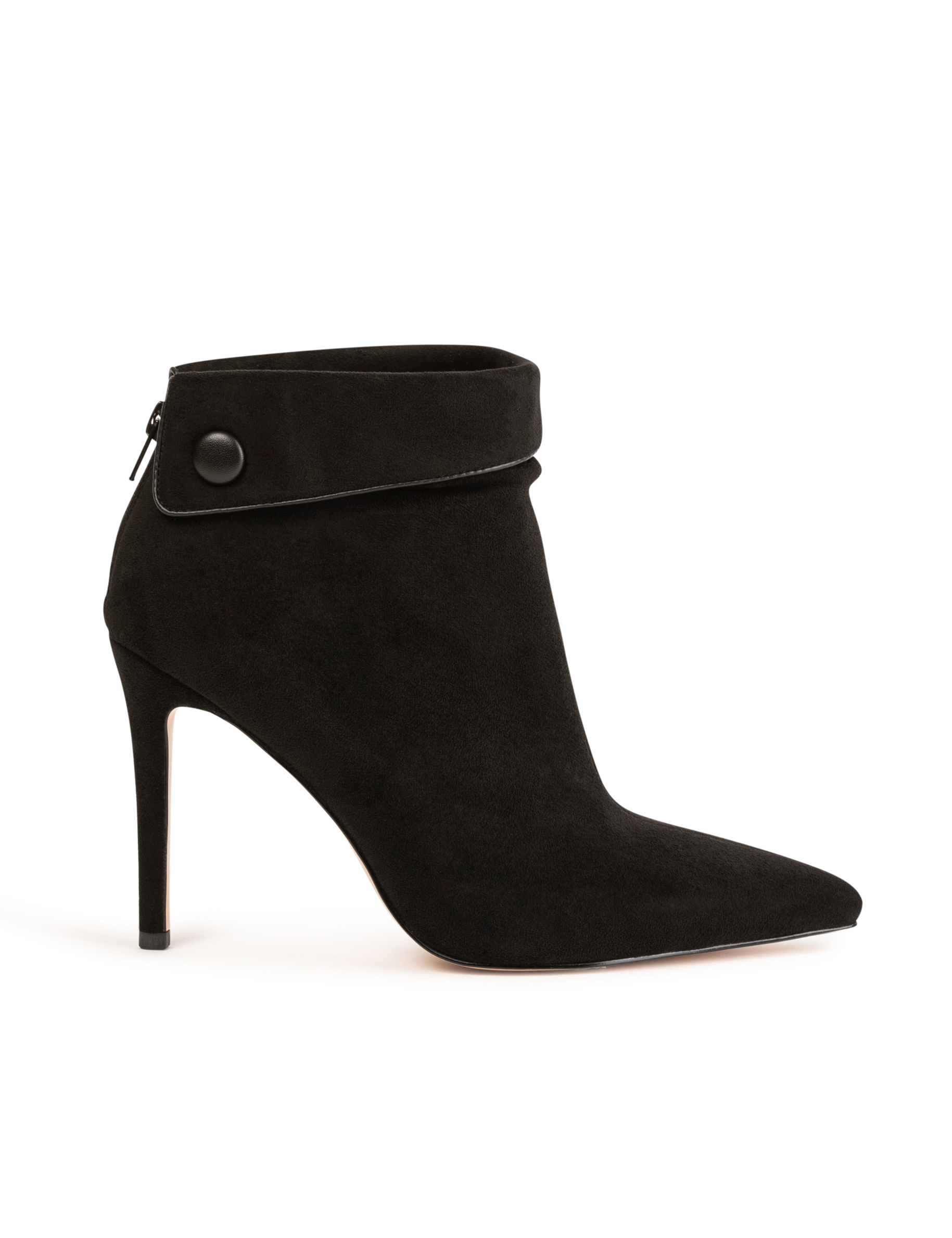 Bottines à talons aiguilles avec revers noir femme