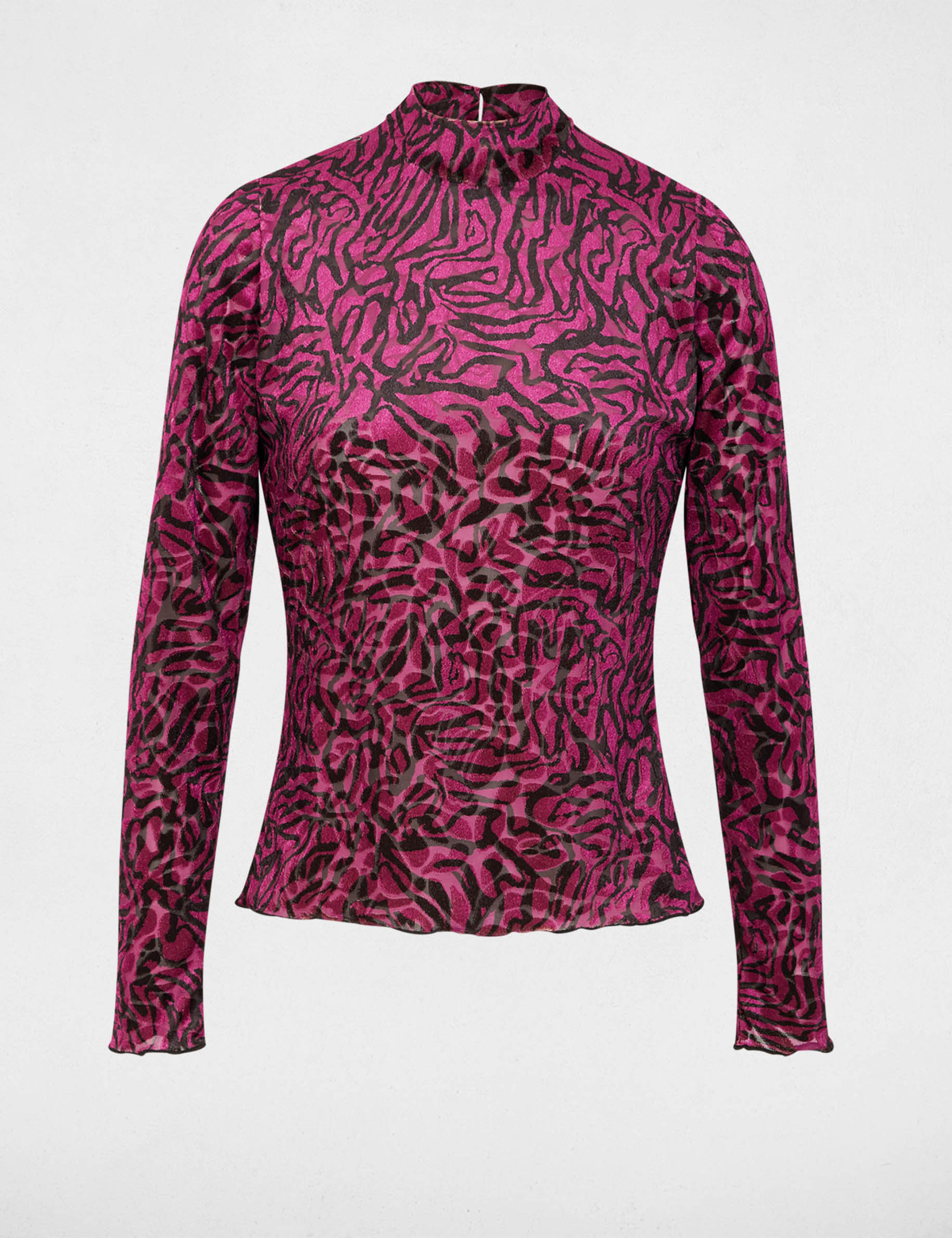Haut Manches Longues En Velours Rose Reflets Argenté Carol - Taille 40/L - Neuf Sans étiquettes