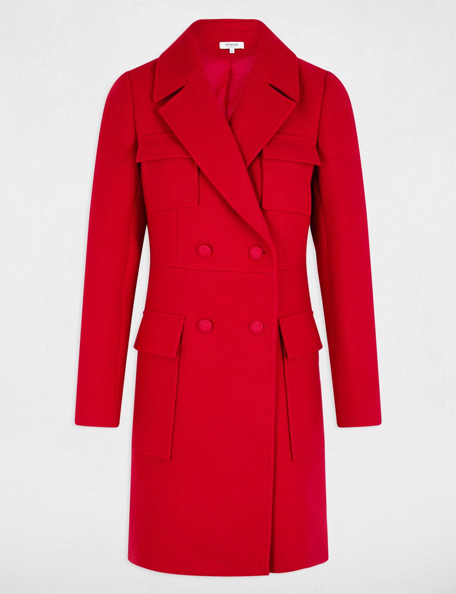manteau long boutonne rouge femme Manteau long boutonné rouge femme