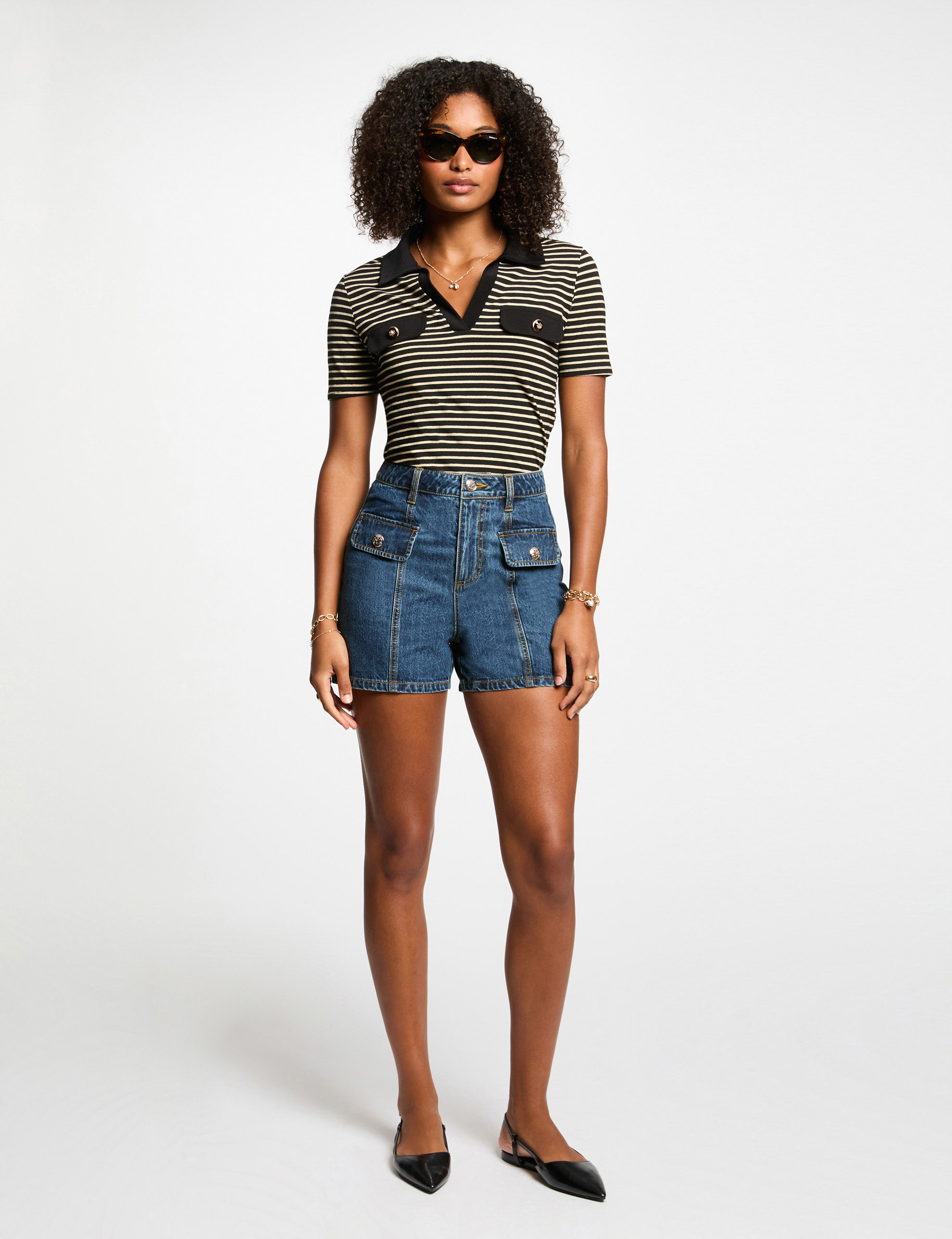 t shirt manches courtes raye noir femme T-shirt manches courtes rayé noir femme