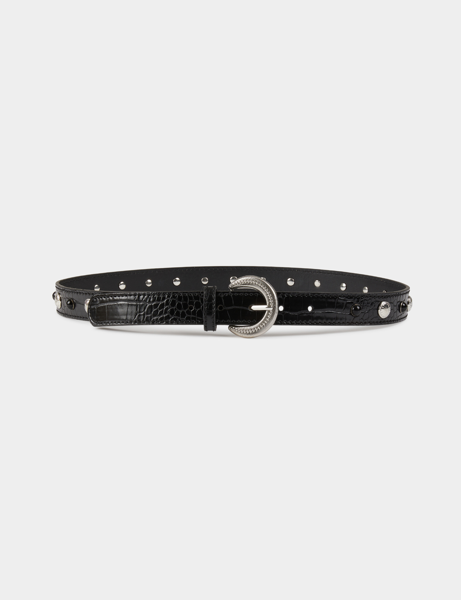 ceinture croco avec clous noir femme Ceinture croco avec clous noir femme