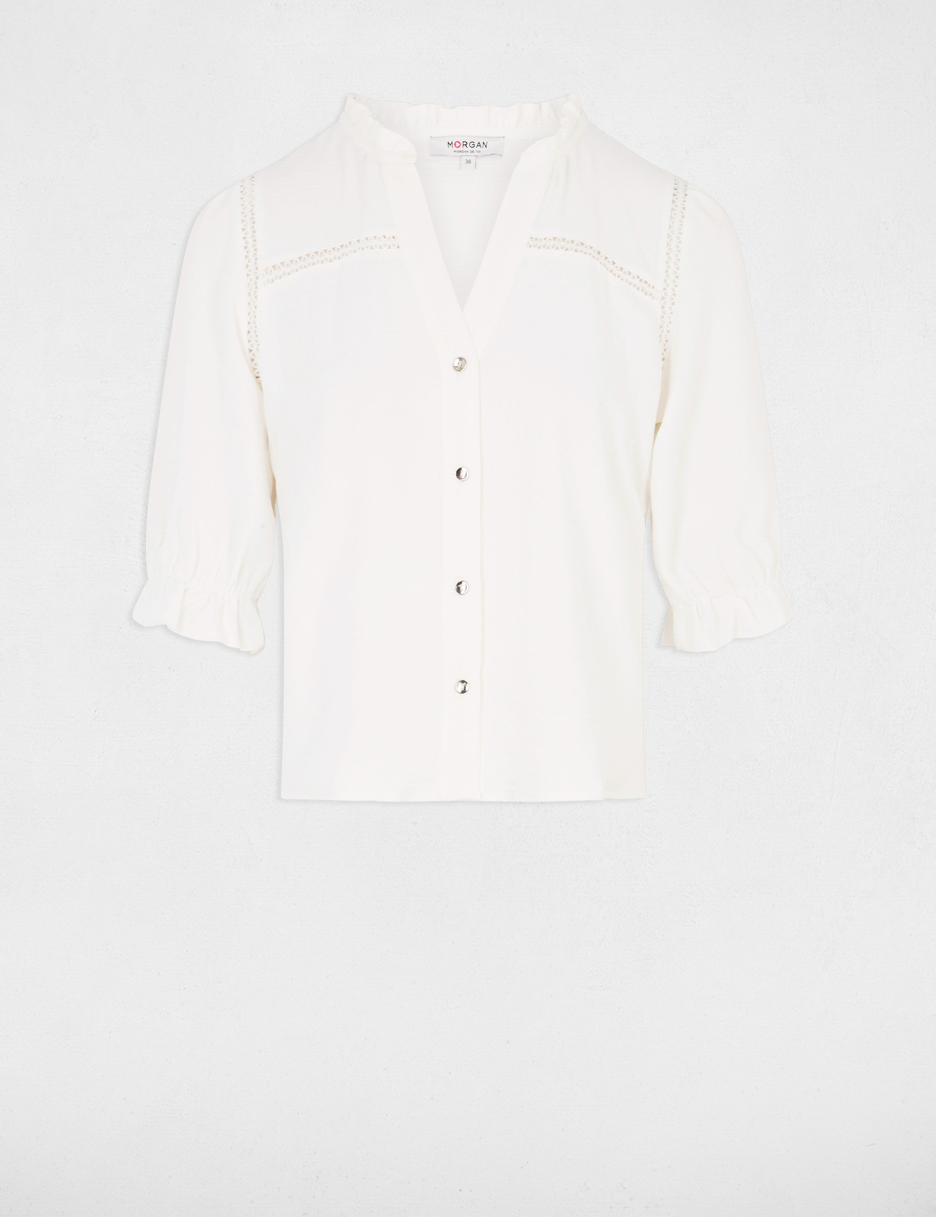 blouse manches 34 ivoire femme Blouse manches 3/4 ivoire femme