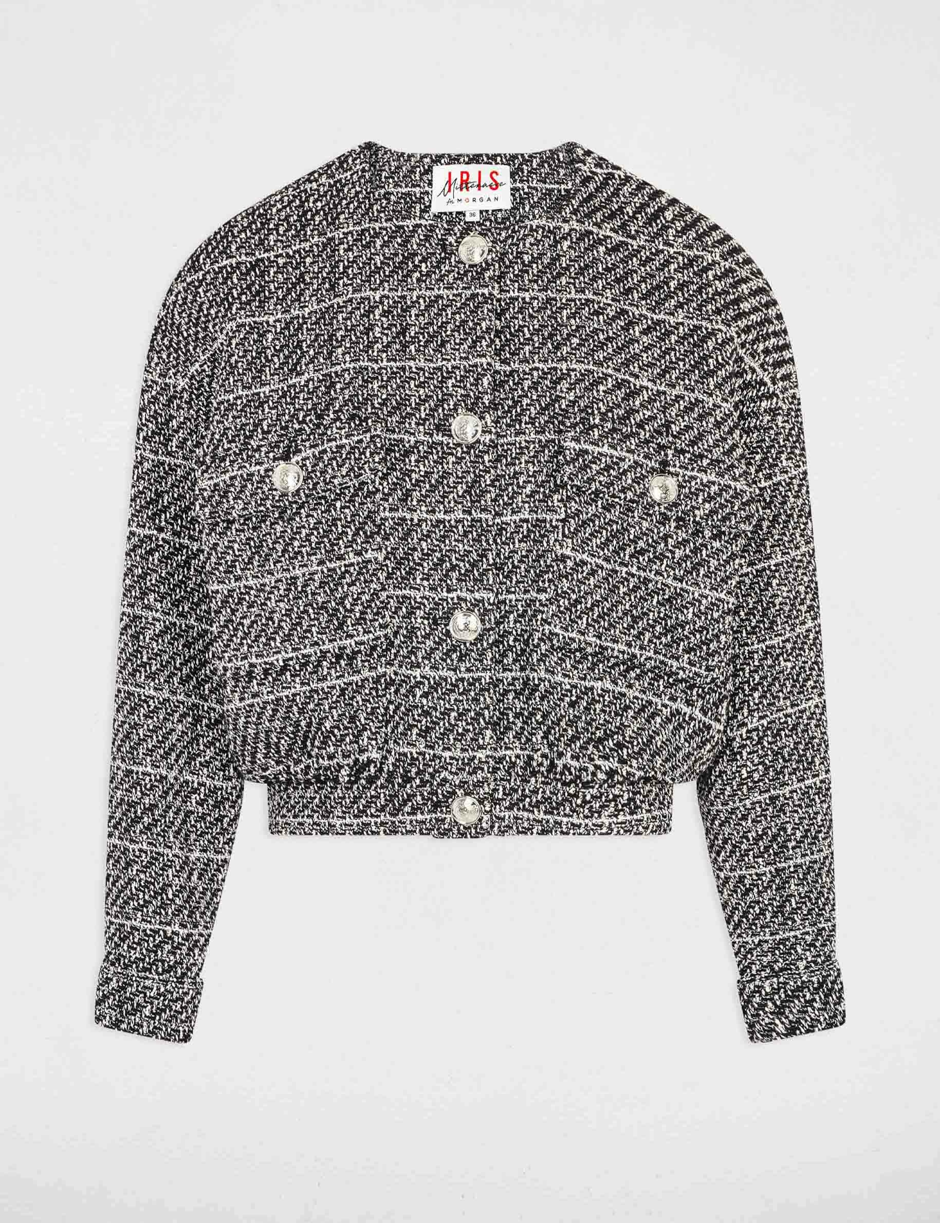 Blouson oversize fils métallisés noir femme