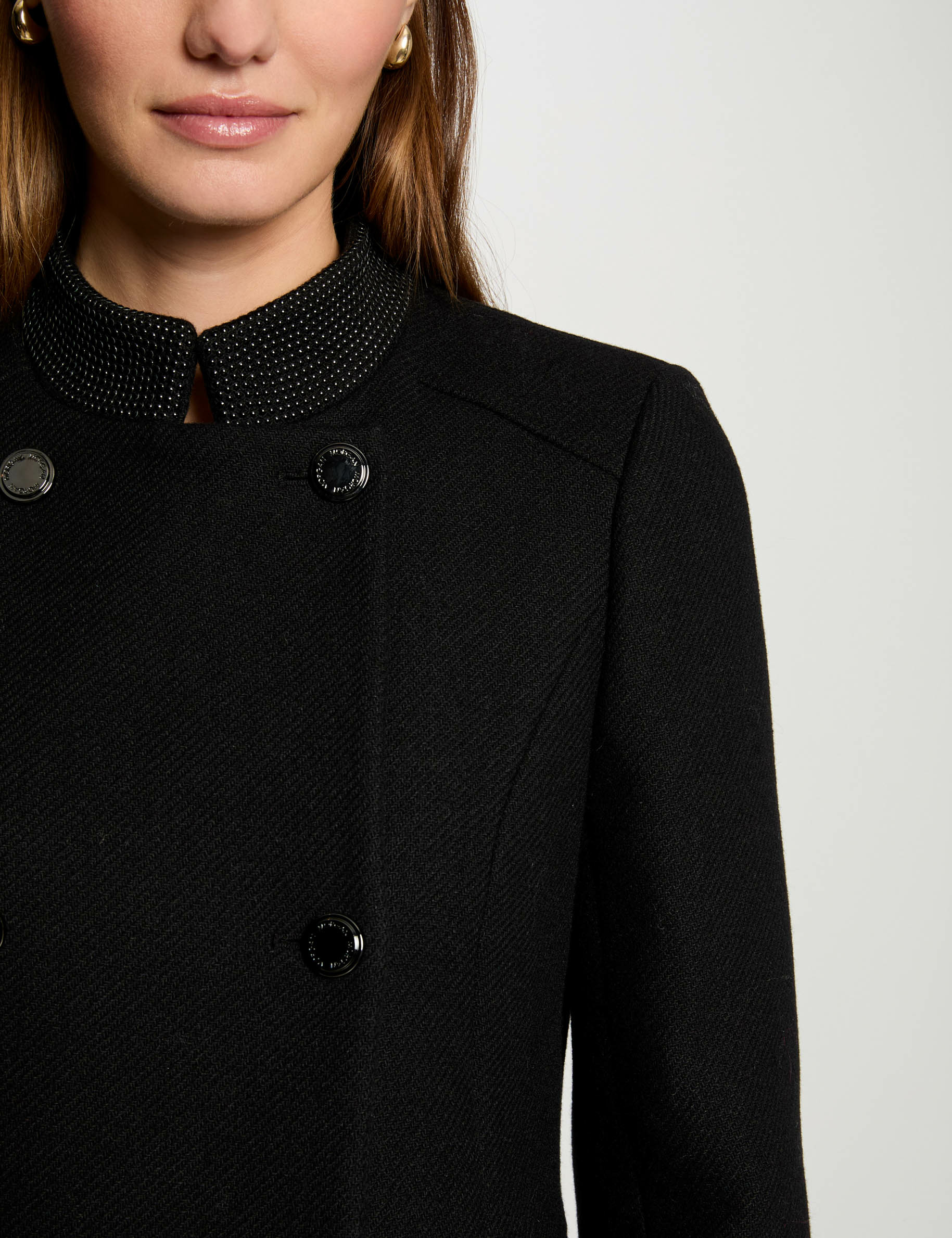 manteau long boutonne noir femme Manteau long boutonné noir femme