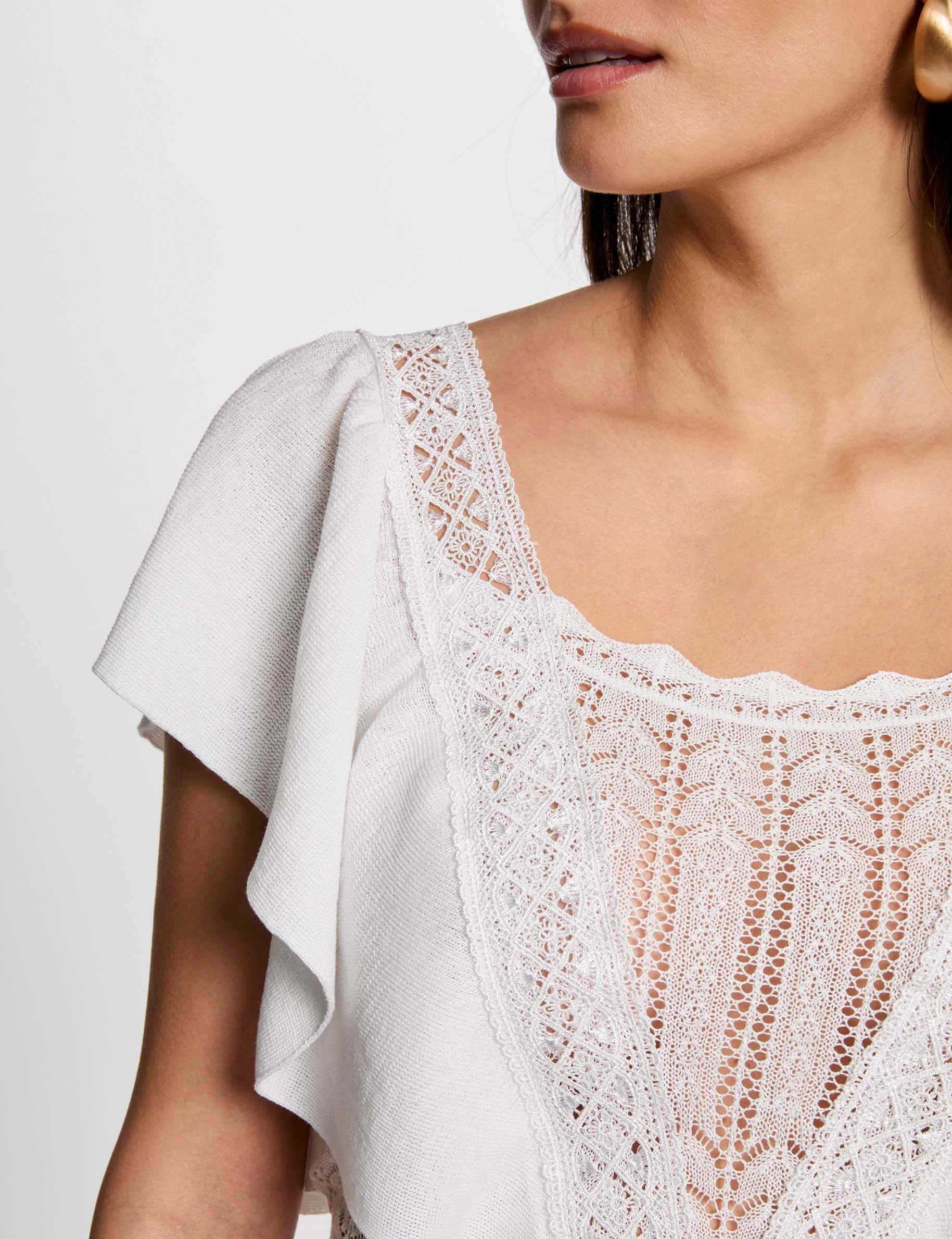 pull manches courtes dentelle ivoire femme Pull manches courtes dentelle ivoire femme