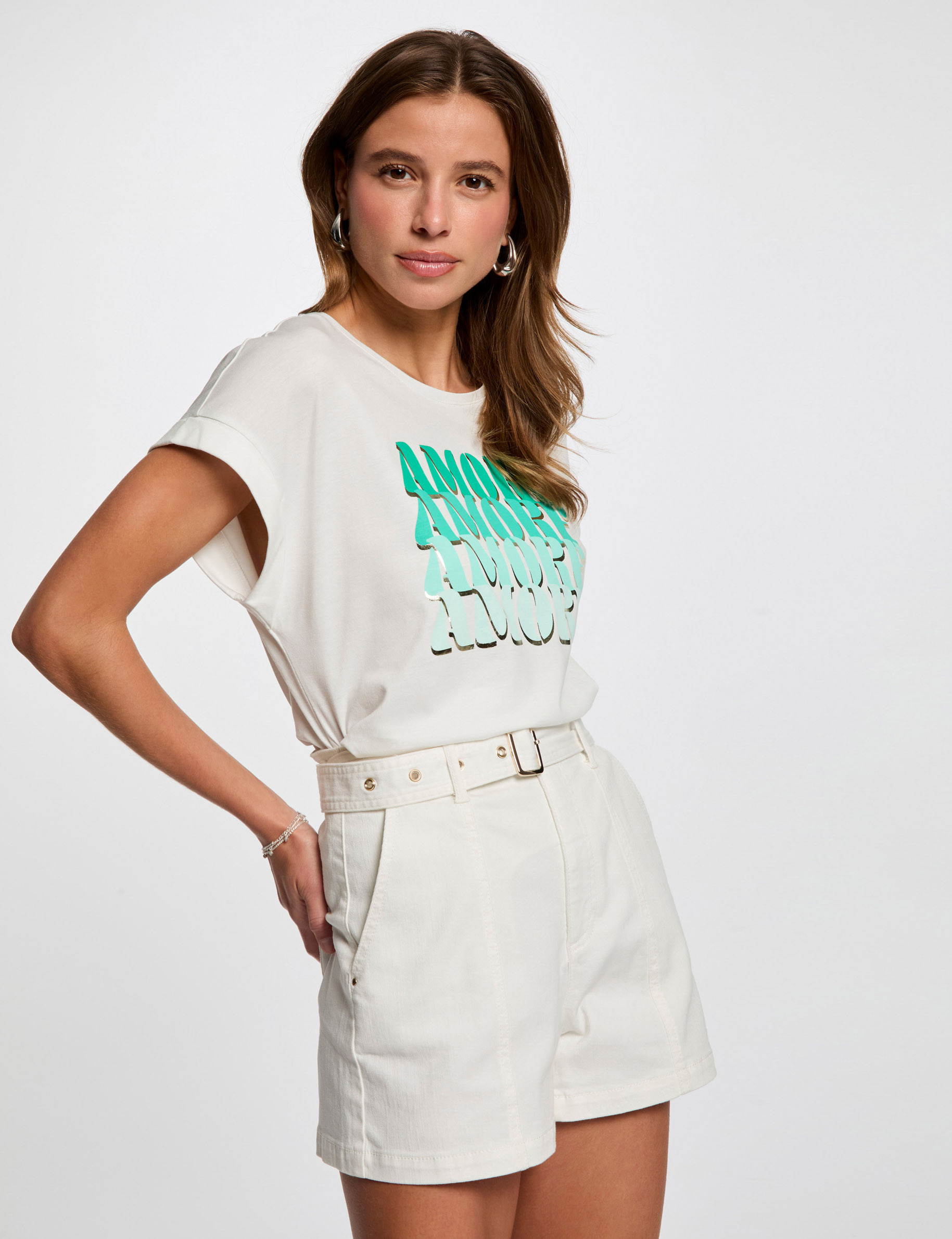 t shirt a inscription blanc femme T-shirt à inscription blanc femme
