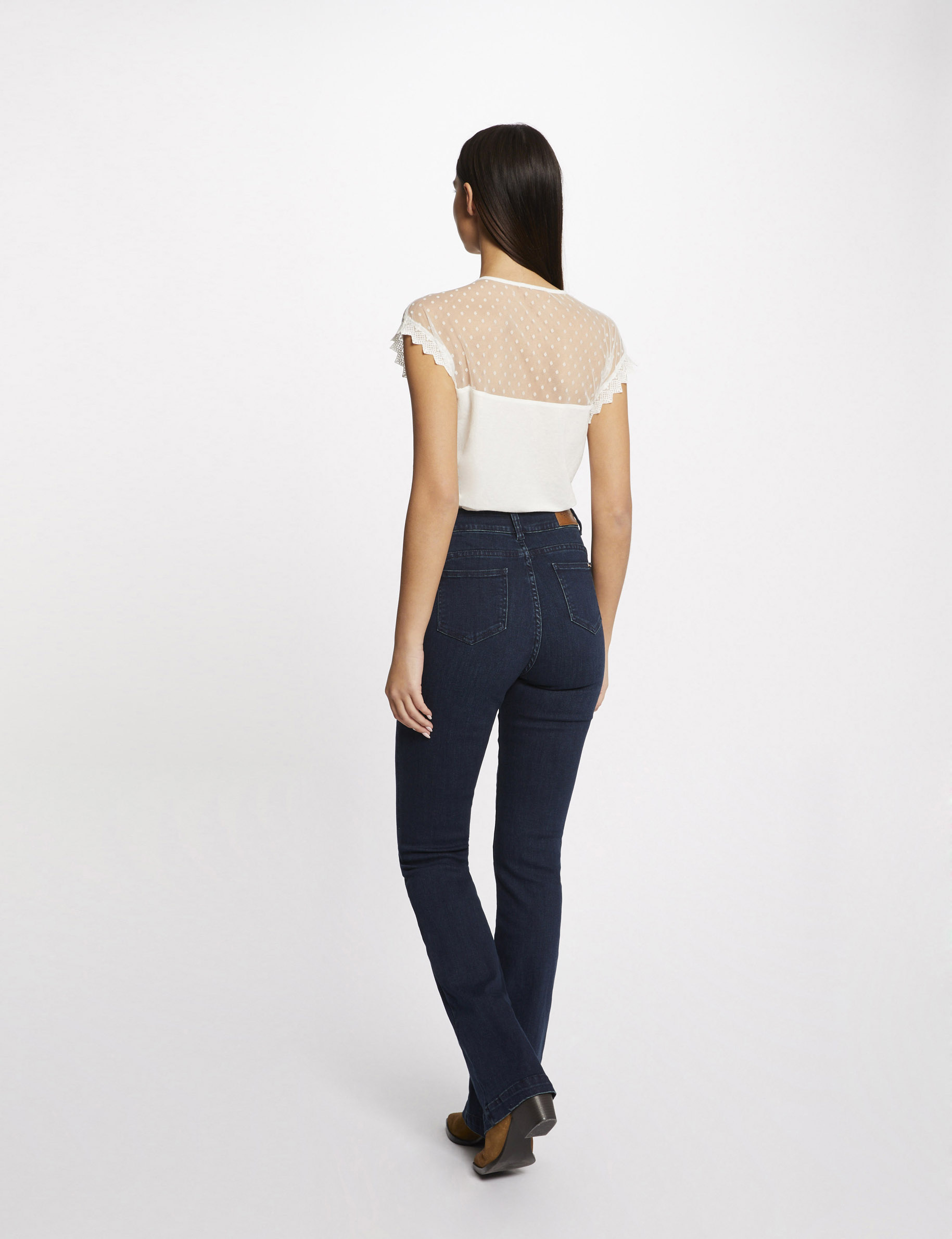 Jeans droit avec d tails tress s jean brut femme Morgan