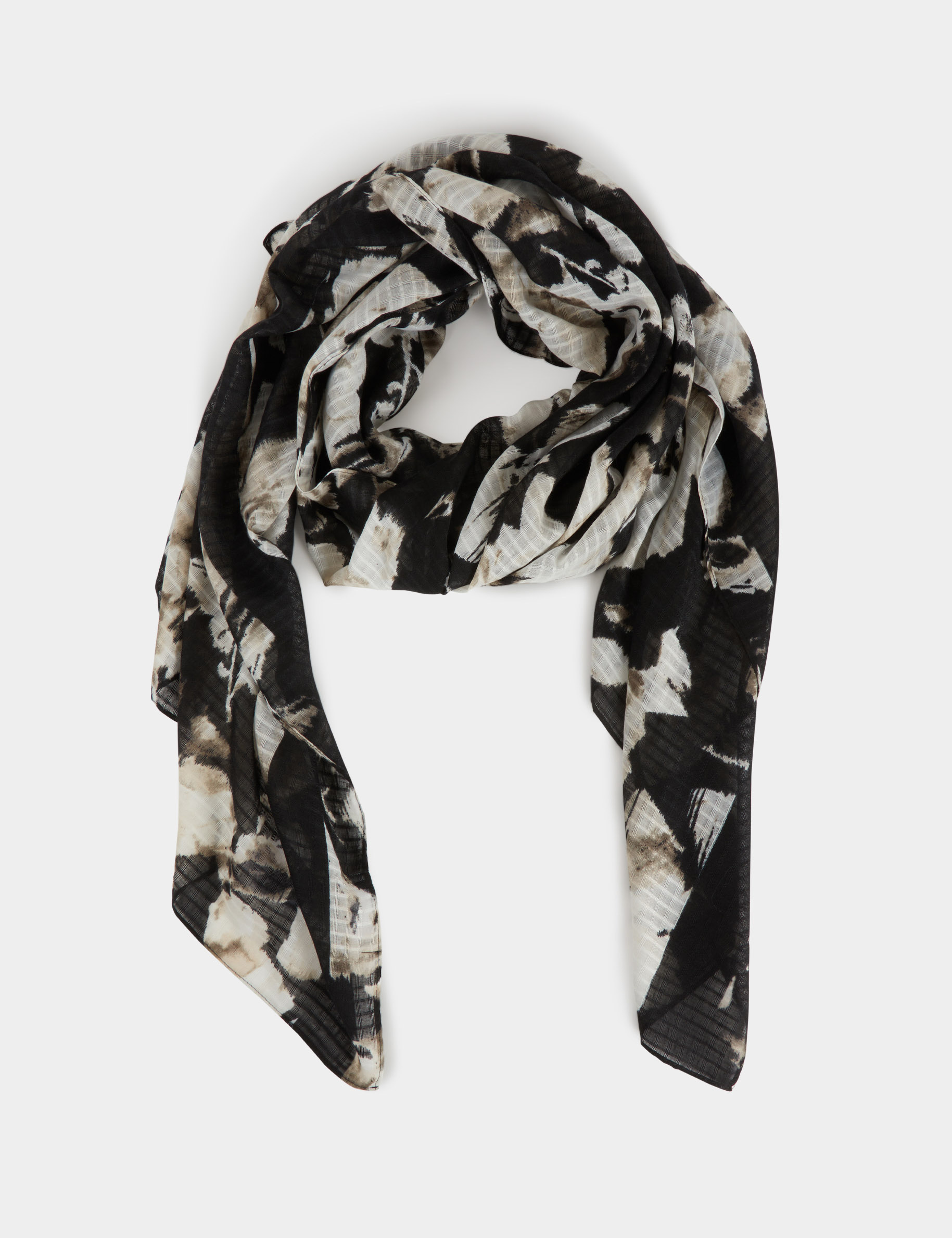 Foulard imprimé plissé noir femme