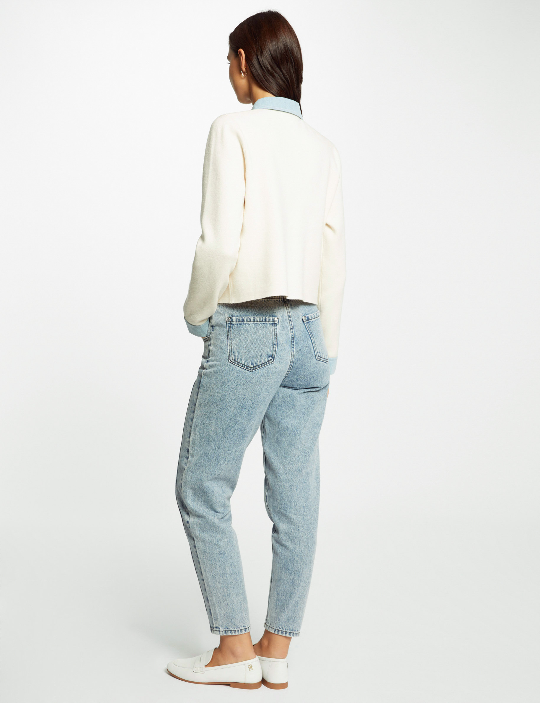Gilet manches longues ivoire femme
