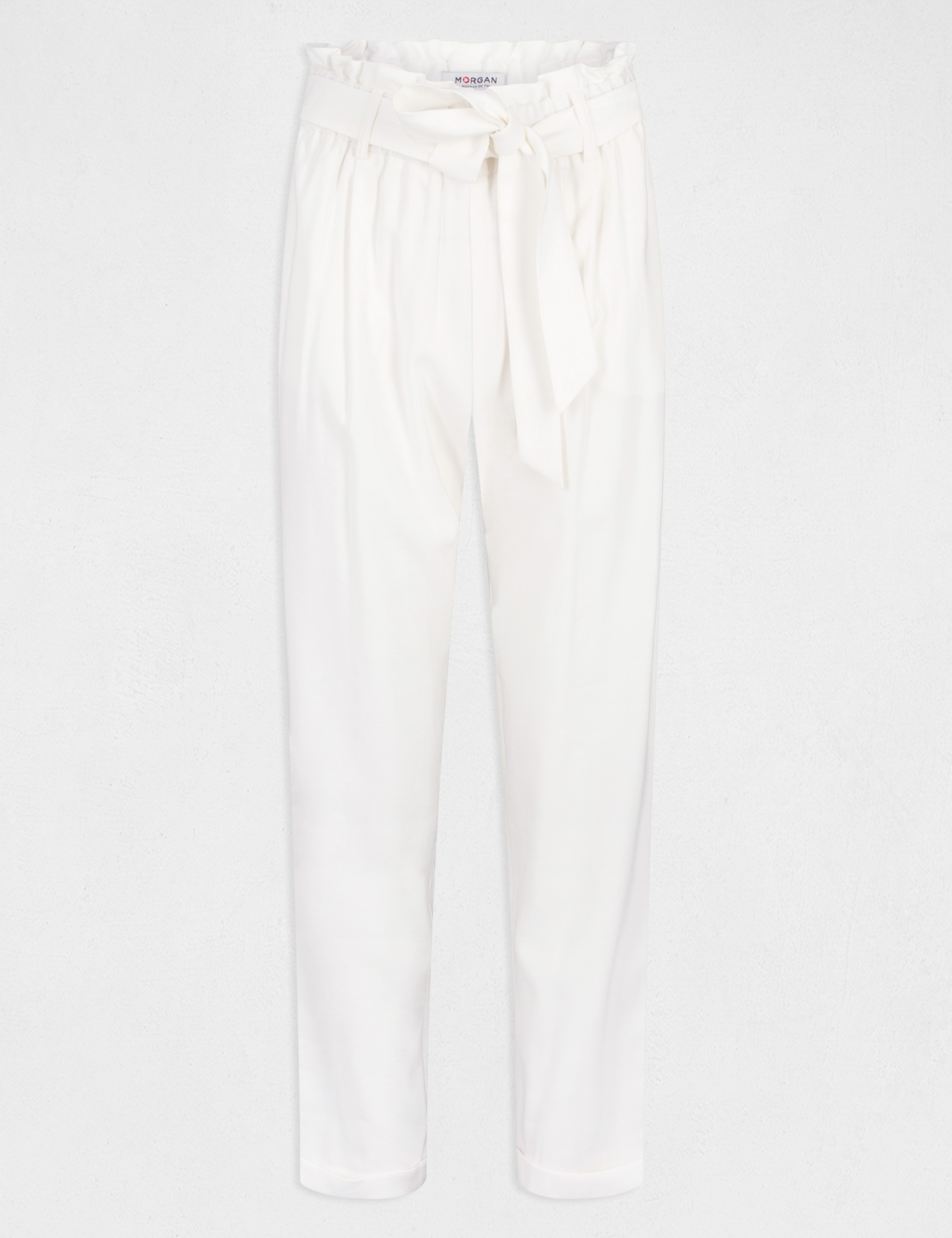 Pantalon droit fluide 7/8ème ecru femme Pantalon droit fluide 7/8ème ecru femme