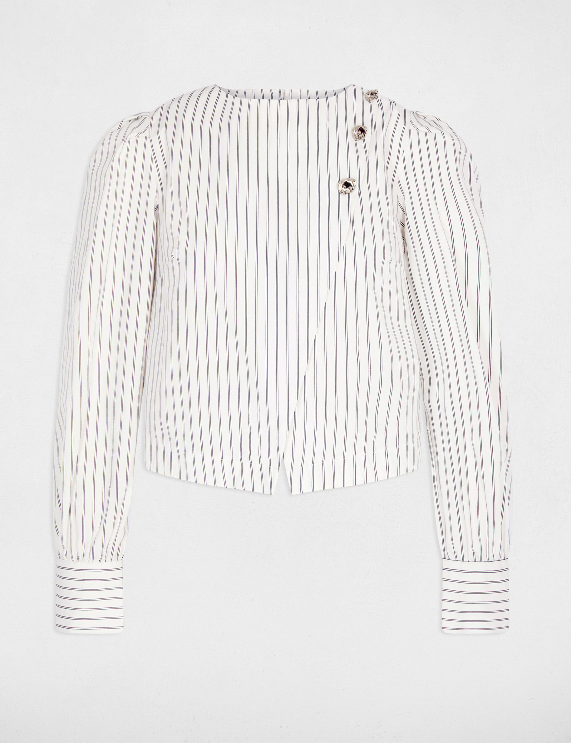 Blouse crois&eacute;e &agrave; rayures blanc femme
