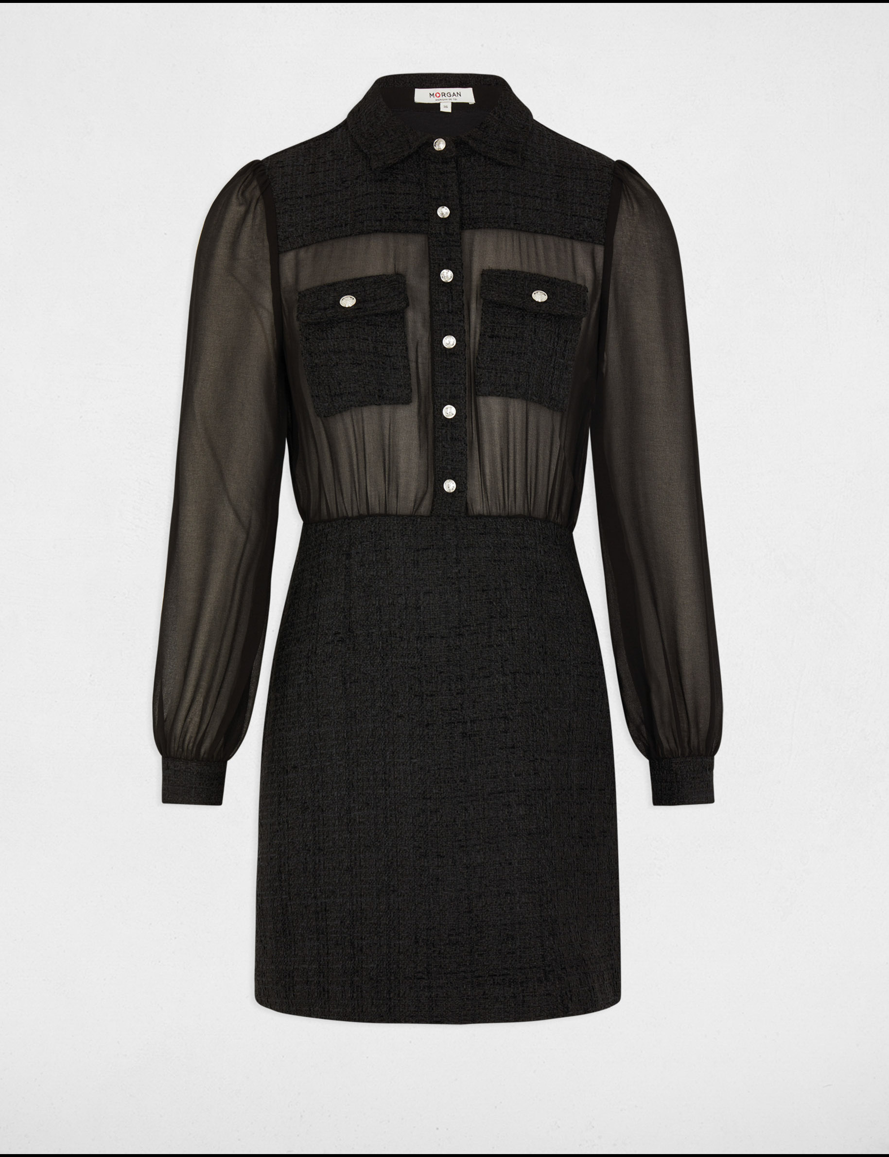 robe courte ajustee tweed noir femme Robe courte ajustée tweed noir femme