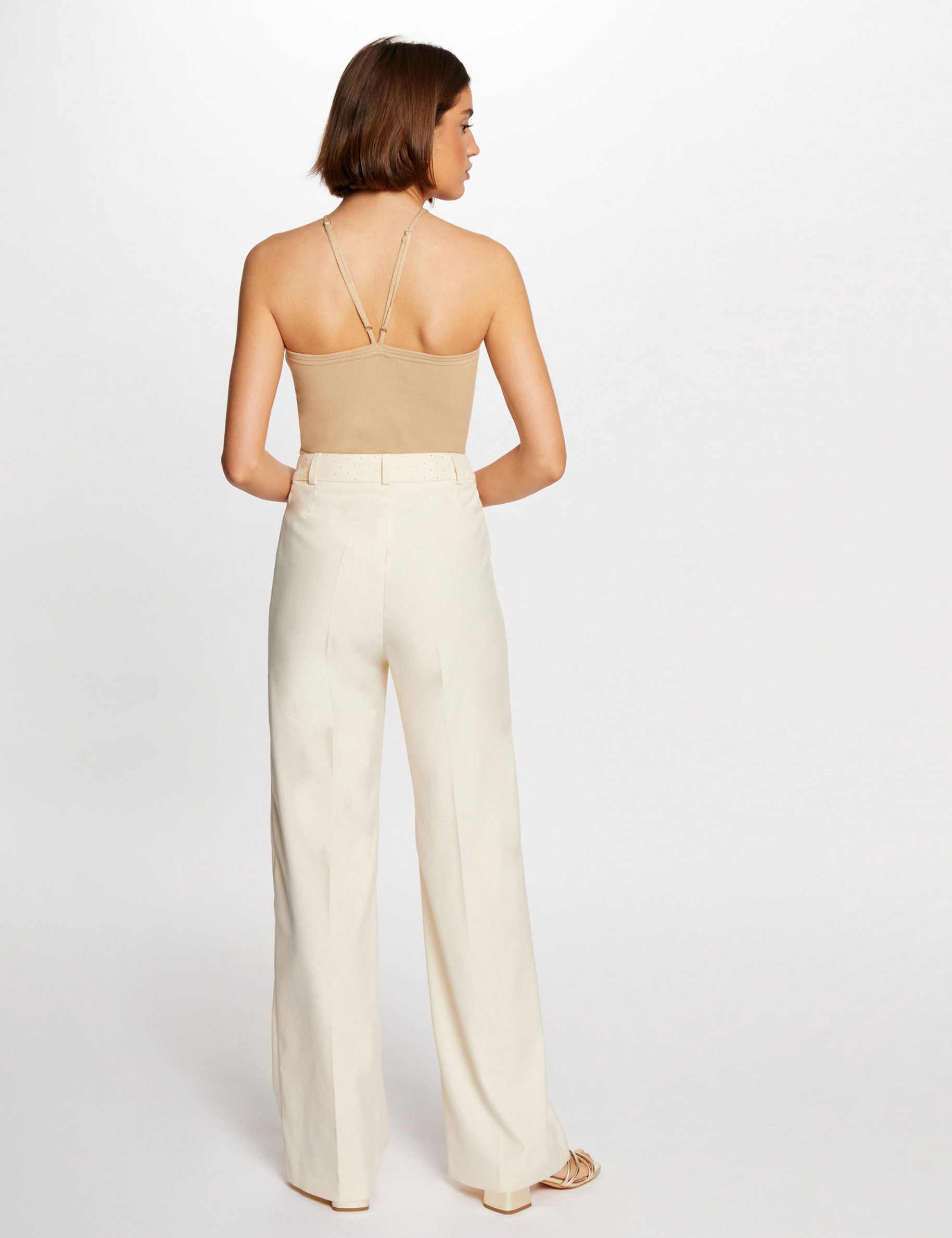pantalon ajuste a strass vanille femme Pantalon ajusté à strass vanille femme