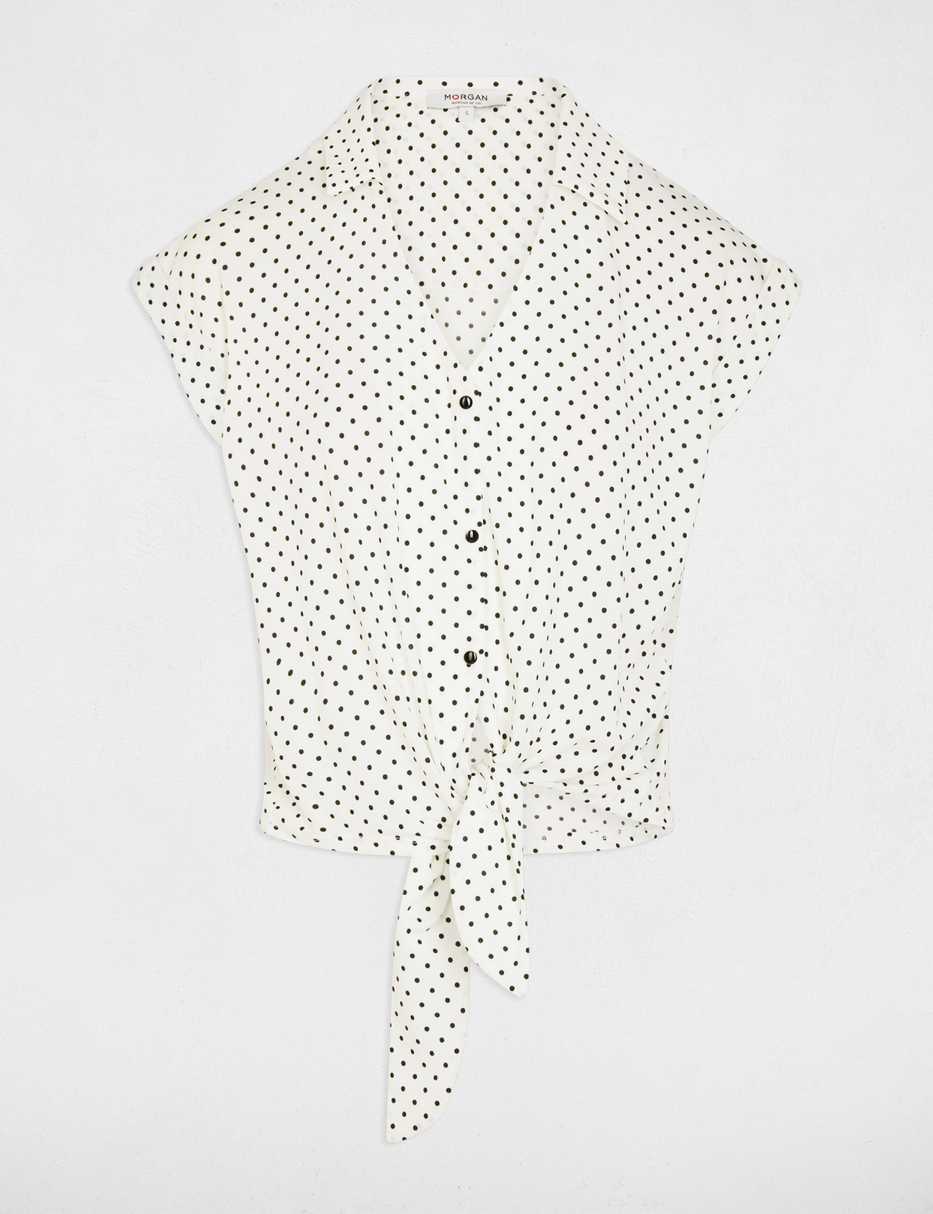 Chemise cropped col v blanc femme