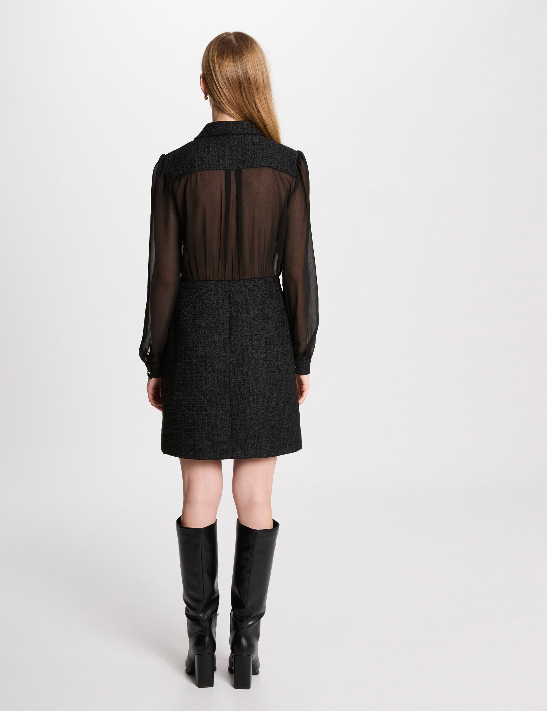 robe courte ajustee tweed noir femme Robe courte ajustée tweed noir femme