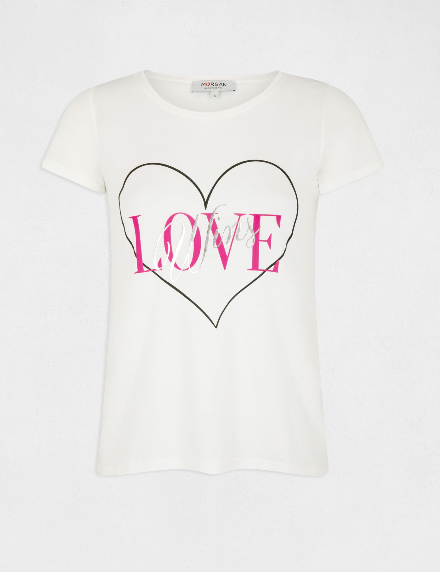 T-shirt manches courtes ecru femme