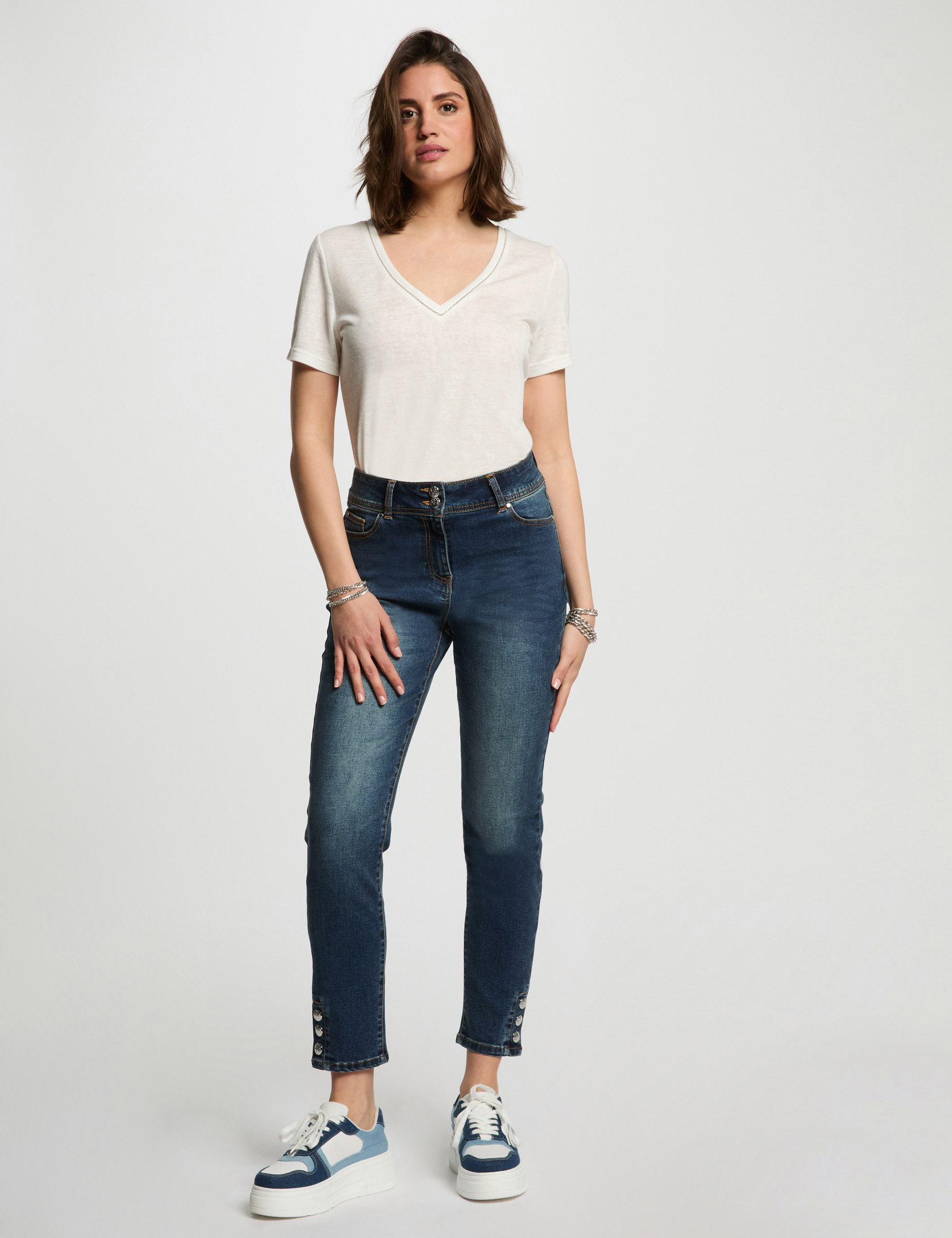 jeans slim 78eme denim stone femme Jeans slim 7/8ème denim stone femme
