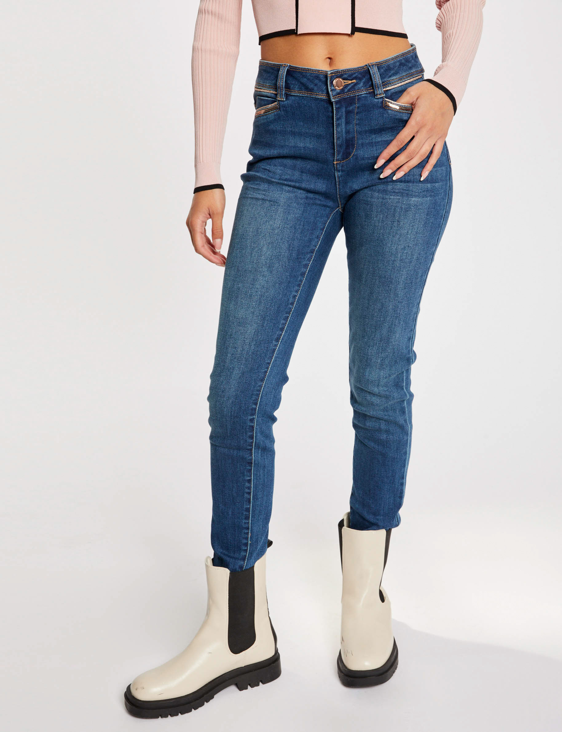 Jeans slim taille standard avec sequins jean stone femme Jeans slim taille standard avec sequins jean stone femme