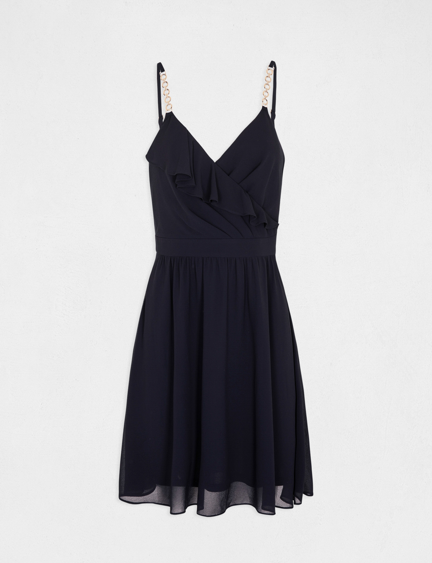 Robe patineuse avec col cache-coeur marine femme