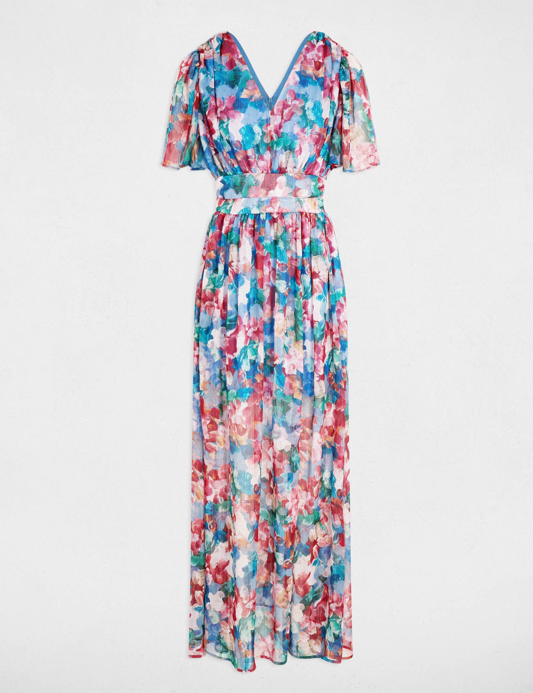 Robe longue fluide multicolore femme