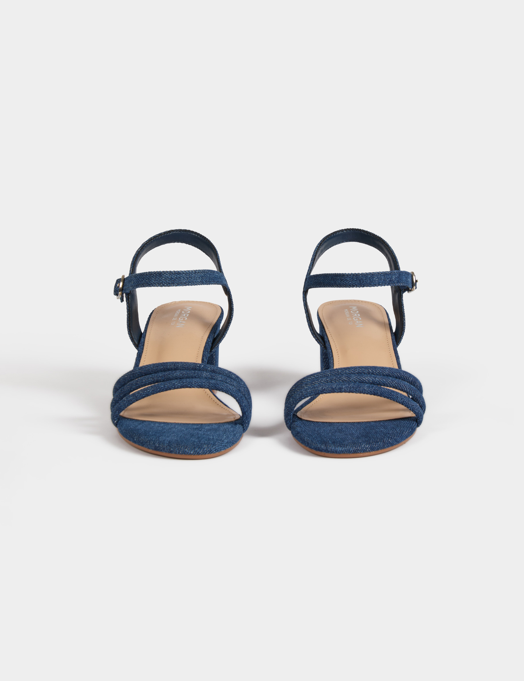 Claquettes en jean denim brut femme