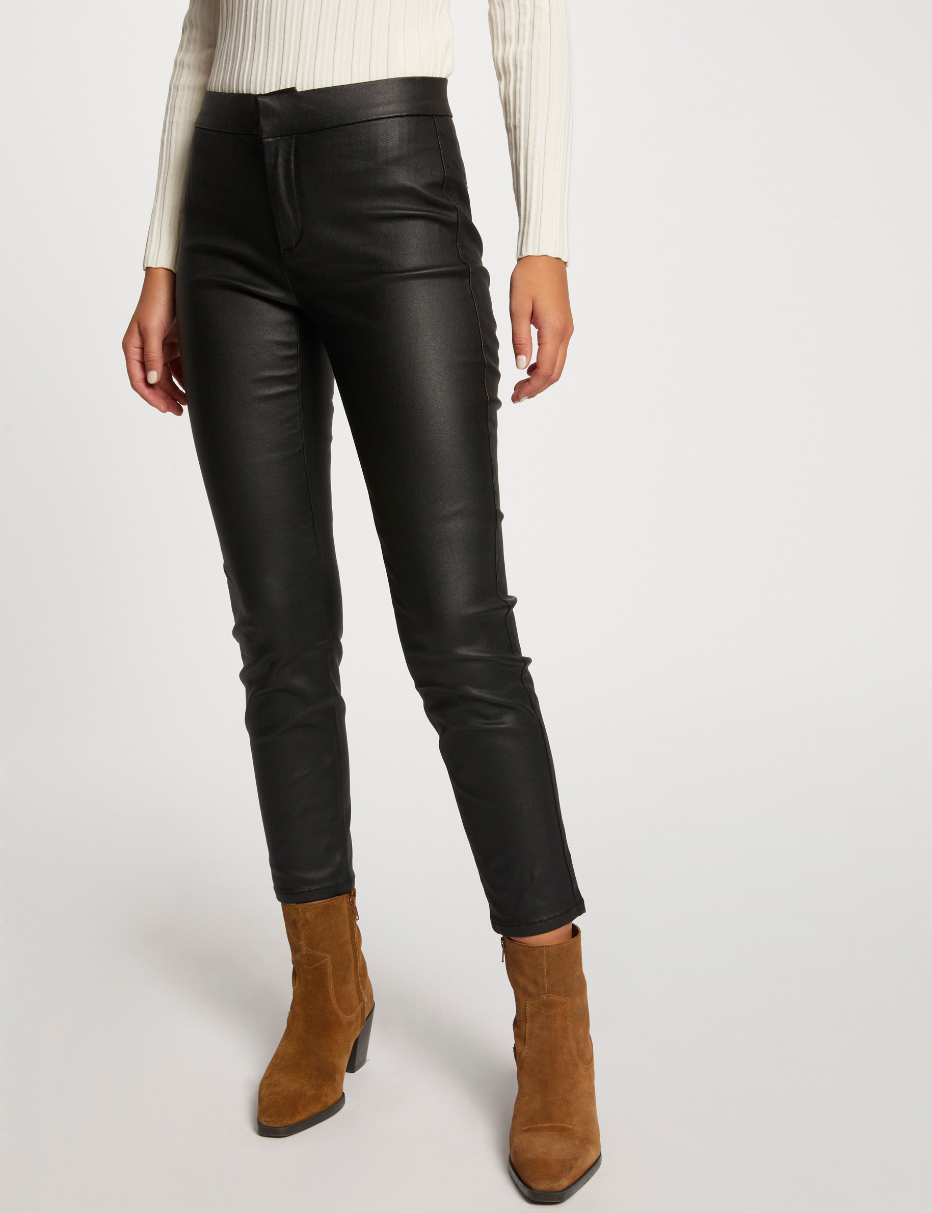 pantalon skinny enduit 78eme noir femme Pantalon skinny enduit 7/8ème noir femme