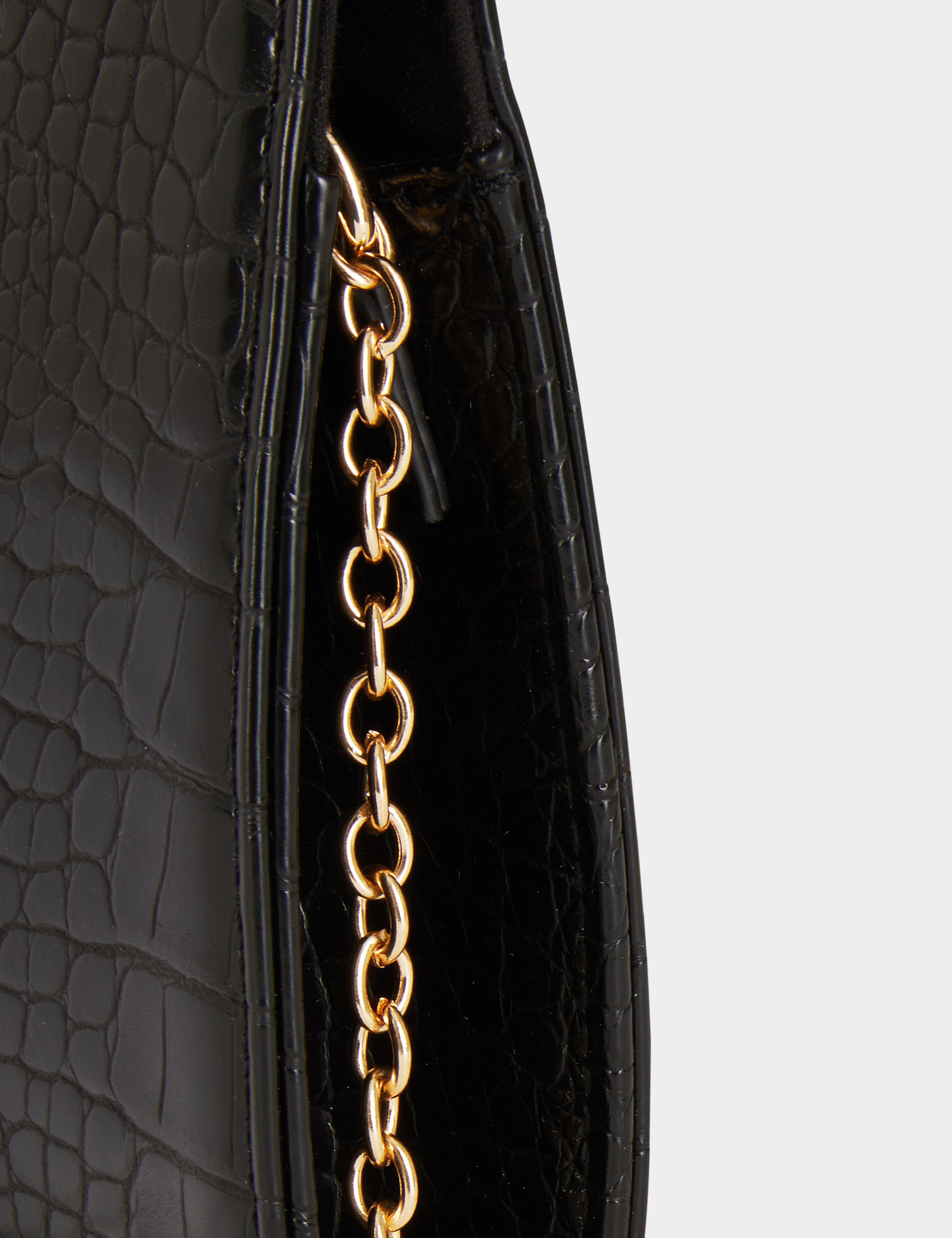 sac pochette aspect croco noir femme Sac pochette aspect croco noir femme