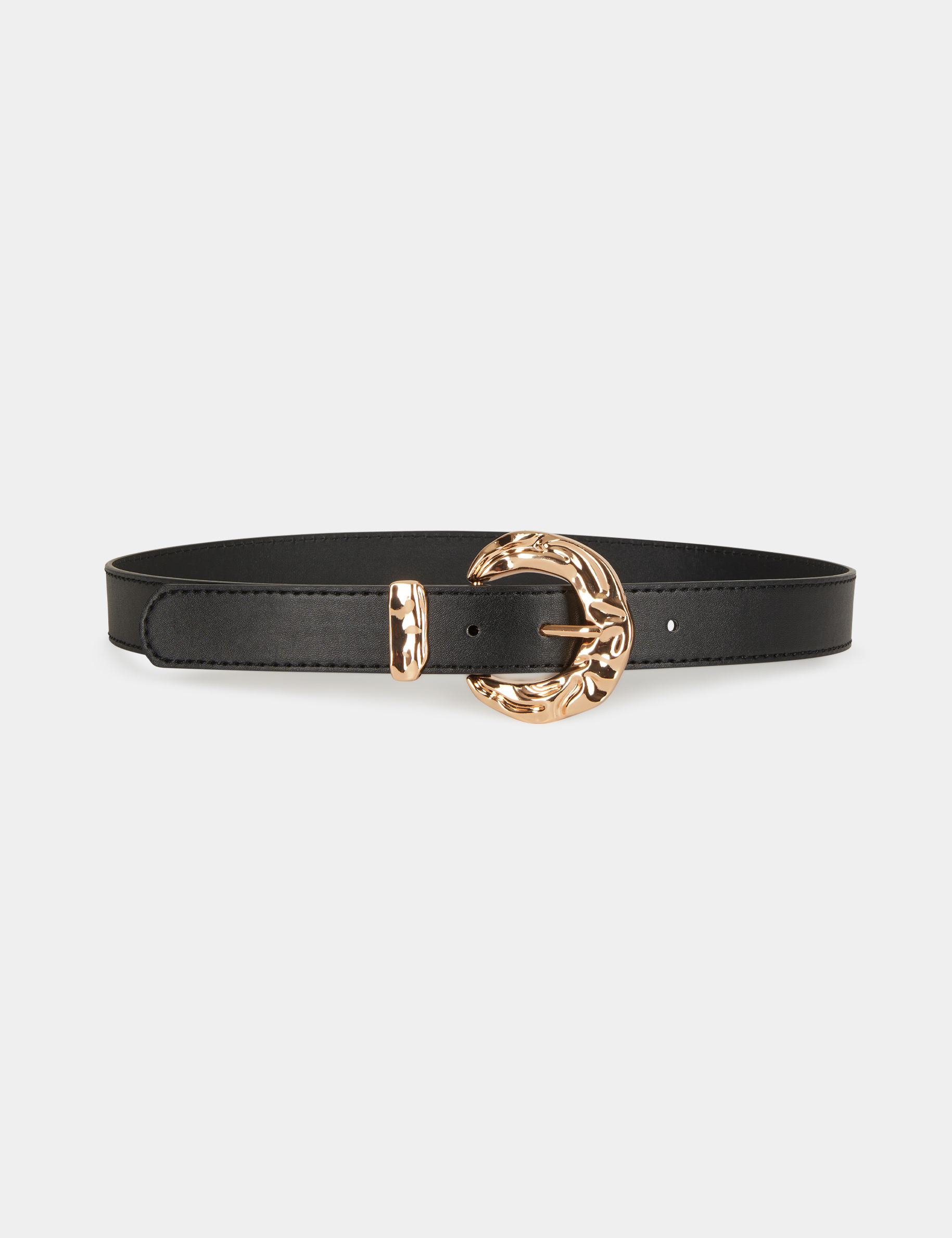 Ceinture avec boucle martelée noir femme