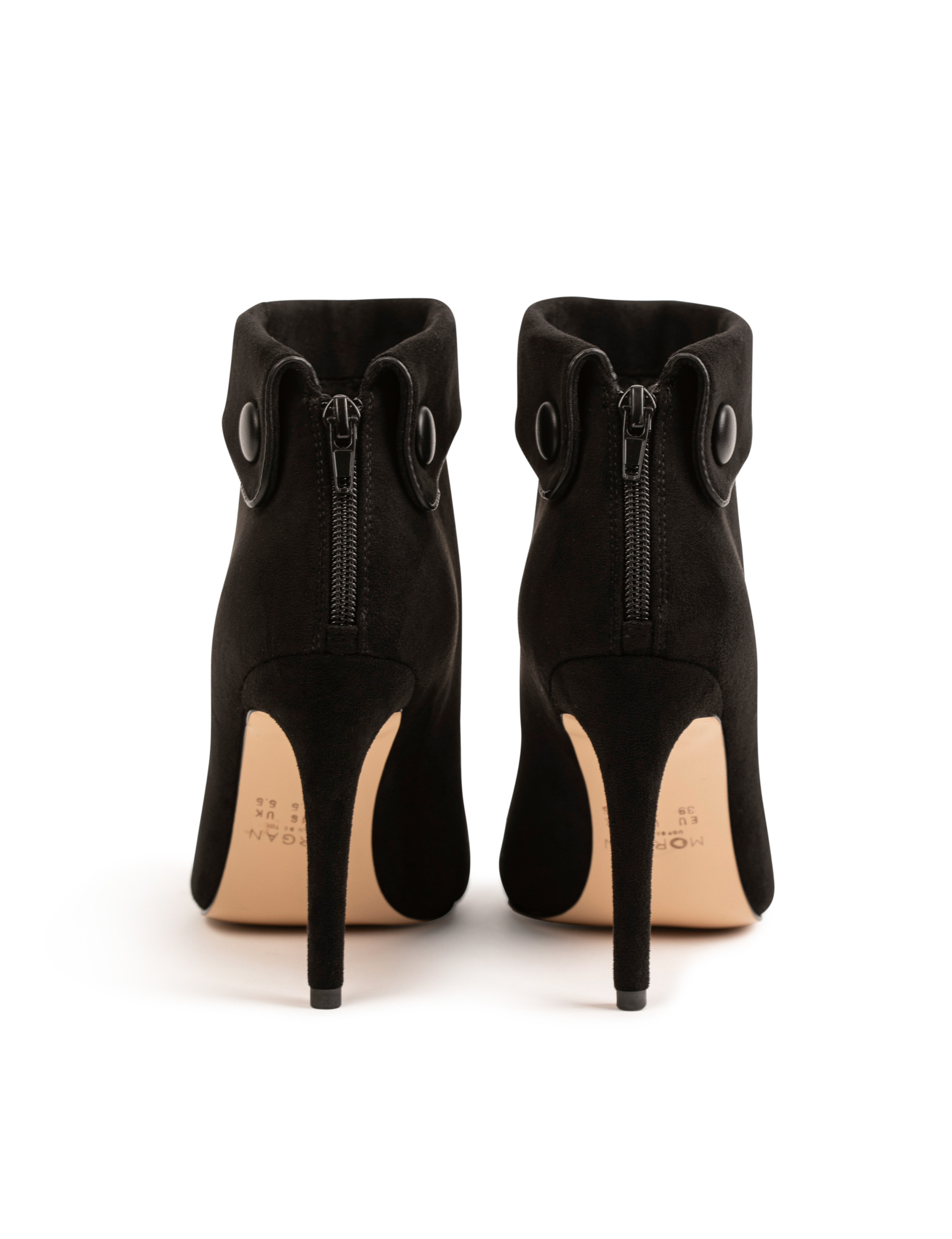 Bottines à talons aiguilles avec revers noir femme