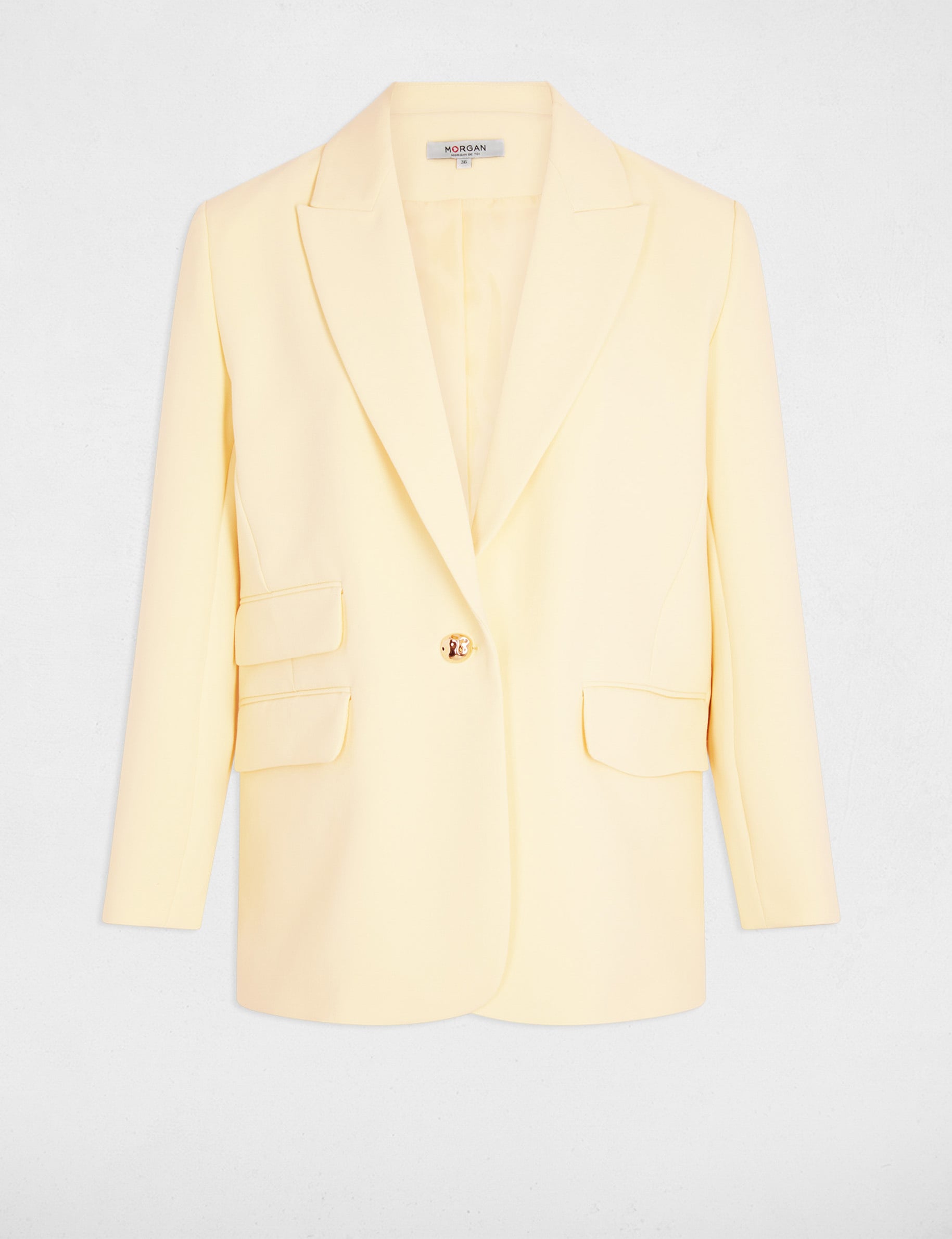 Veste blazer jaune pastel femme
