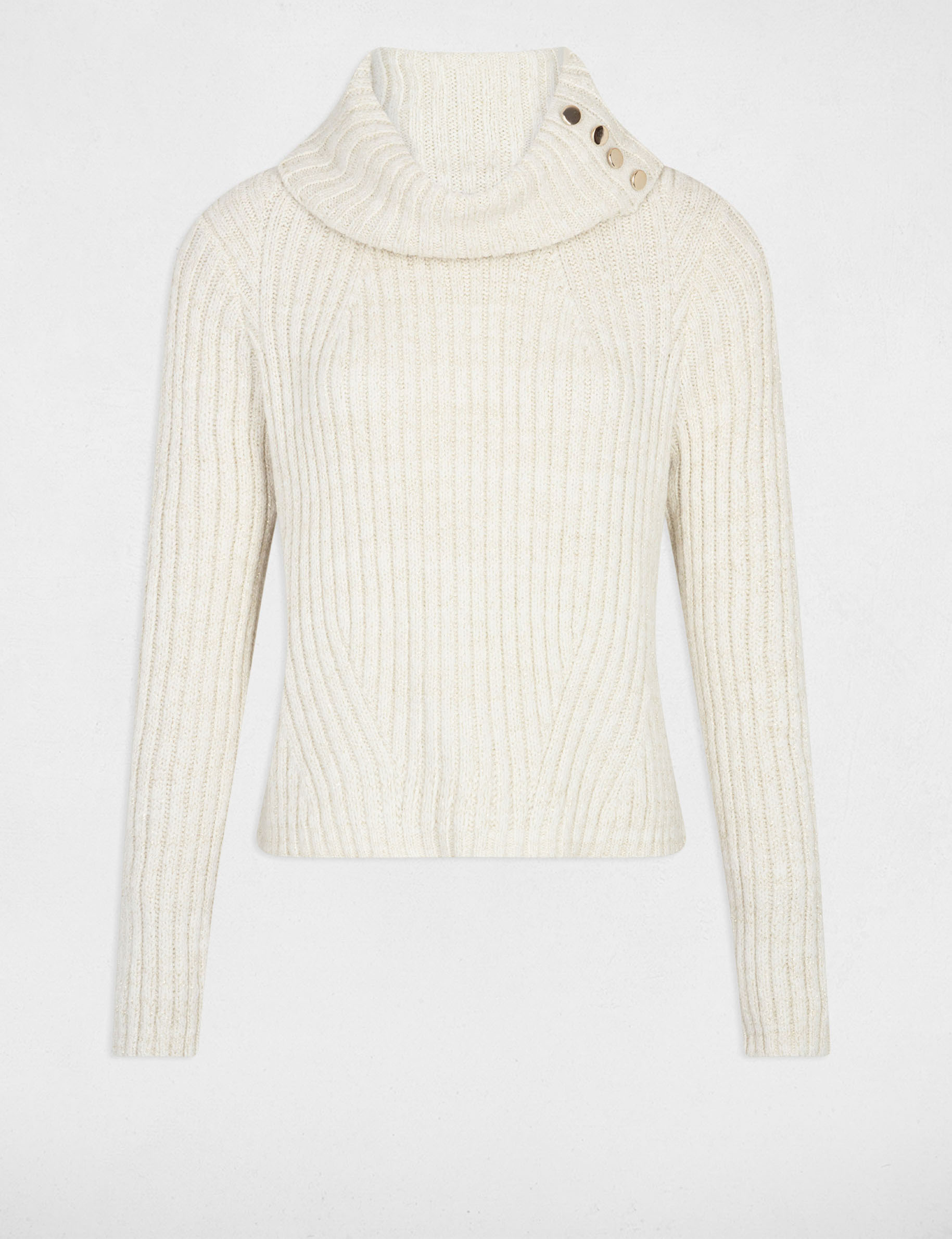 Pull manches longues à col roulé ecru femme