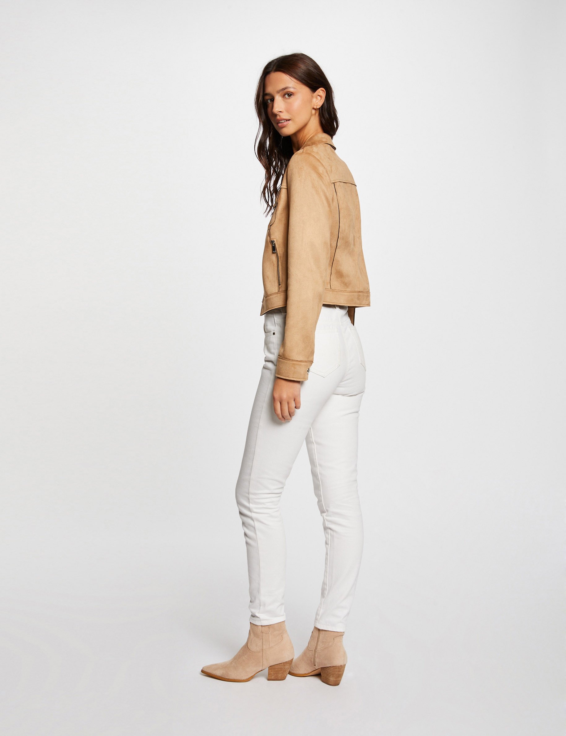 Blouson su?�dine boutonn?� camel femme | Morgan