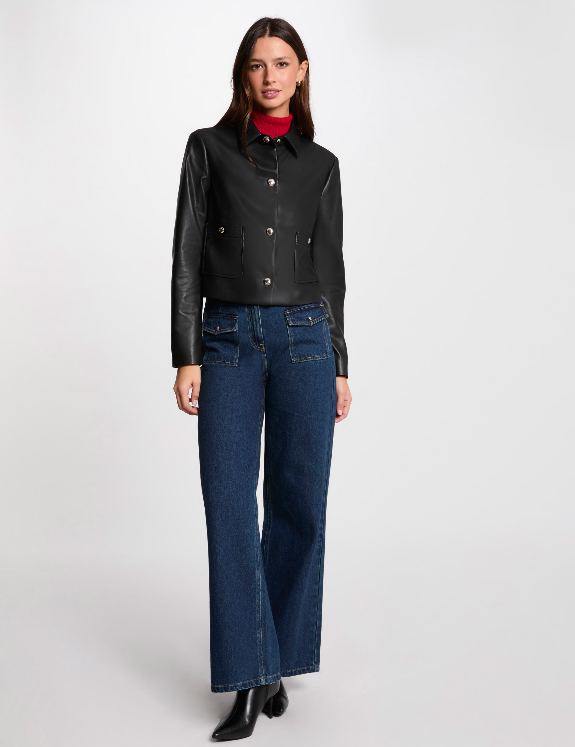 blouson court simili cuir noir femme Blouson court simili cuir noir femme