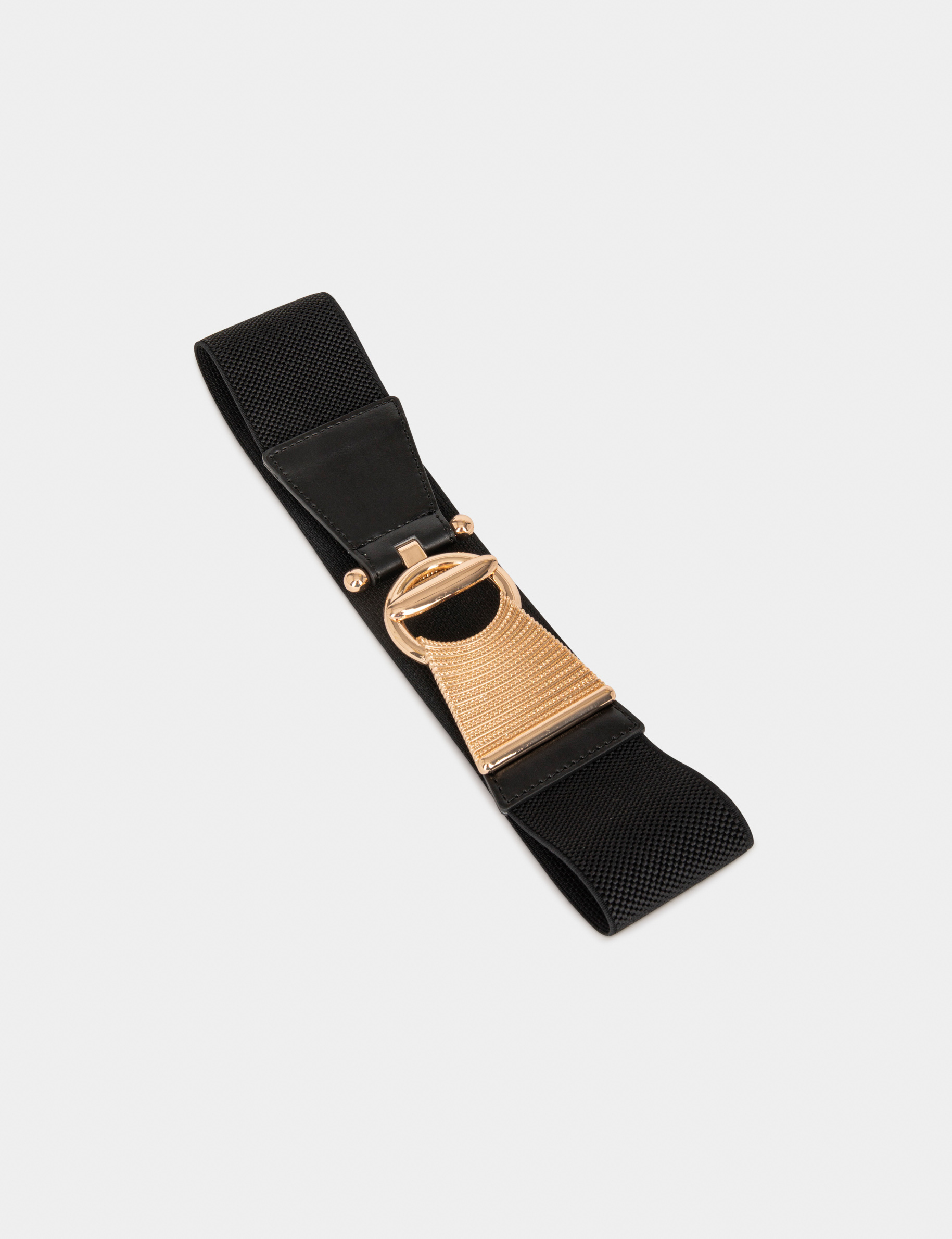 Ceinture élastiquée avec fermoir T noir femme Ceinture élastiquée avec fermoir T noir femme