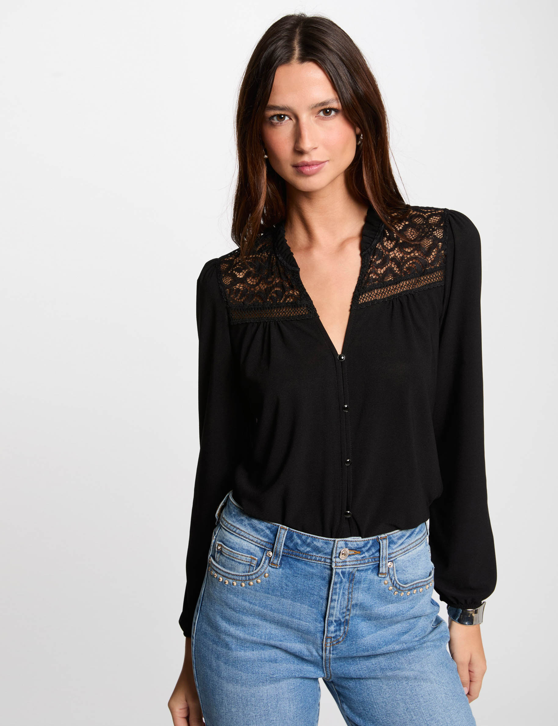 t shirt manches longues noir femme T-shirt manches longues noir femme