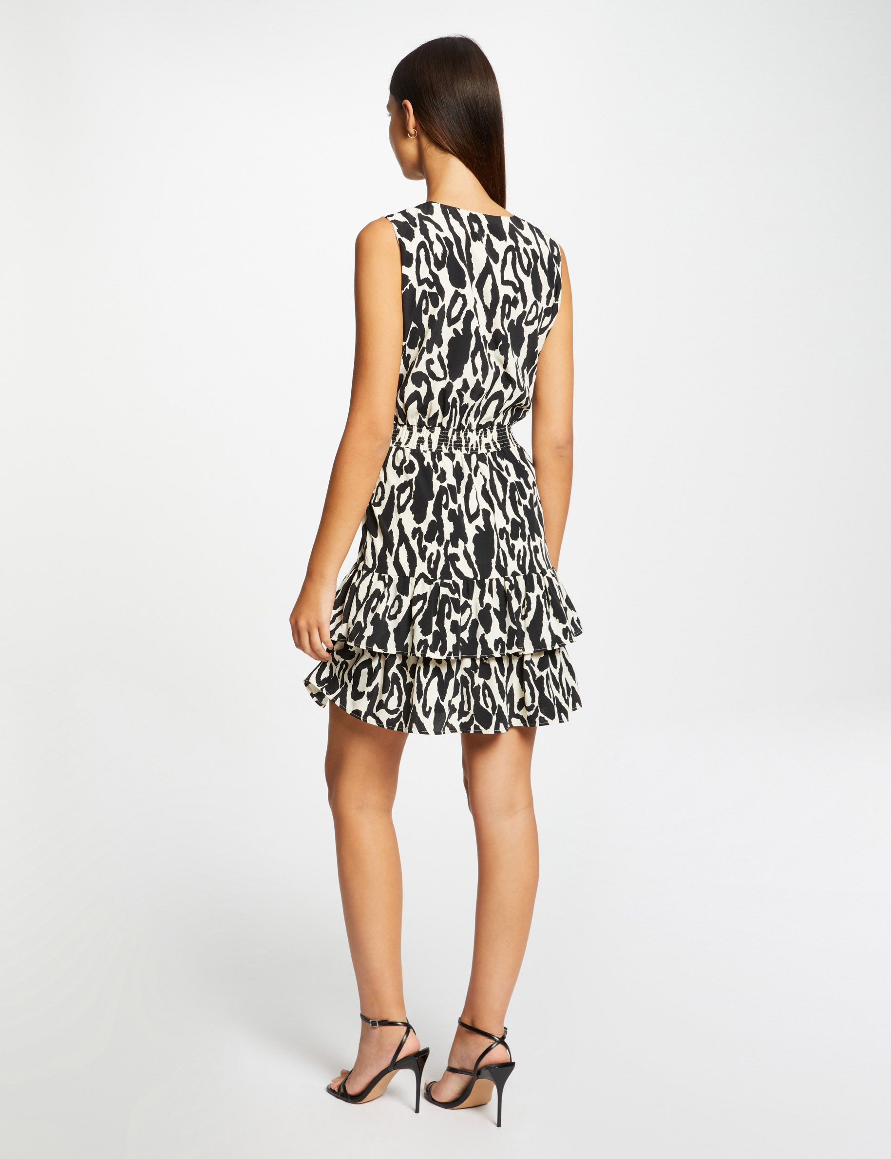 robe cintree a volants imprime animalier multico femme Robe cintrée à volants imprimé animalier multico femme