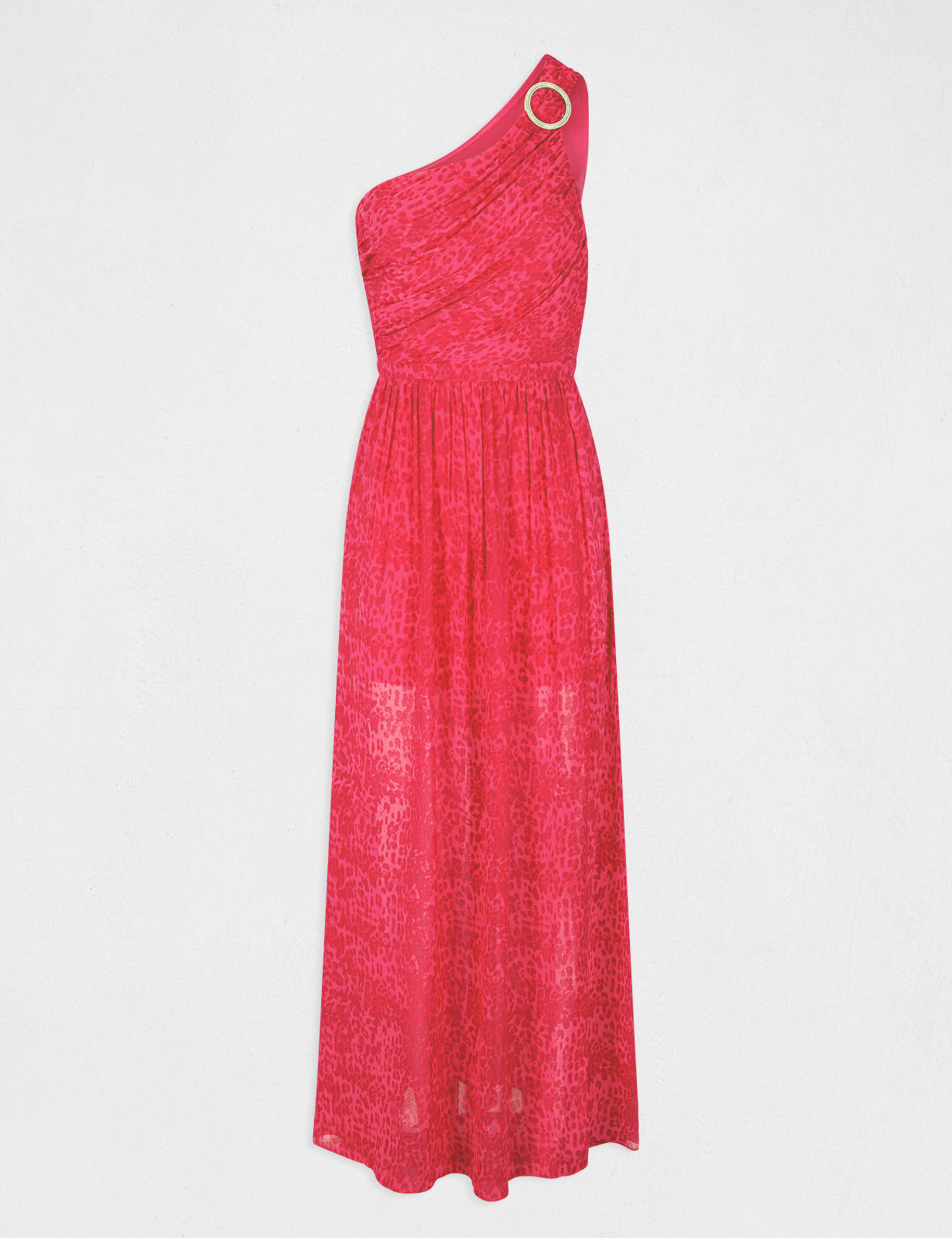 Robe longue évasée imprimé léopard rose femme Robe longue évasée imprimé léopard rose femme
