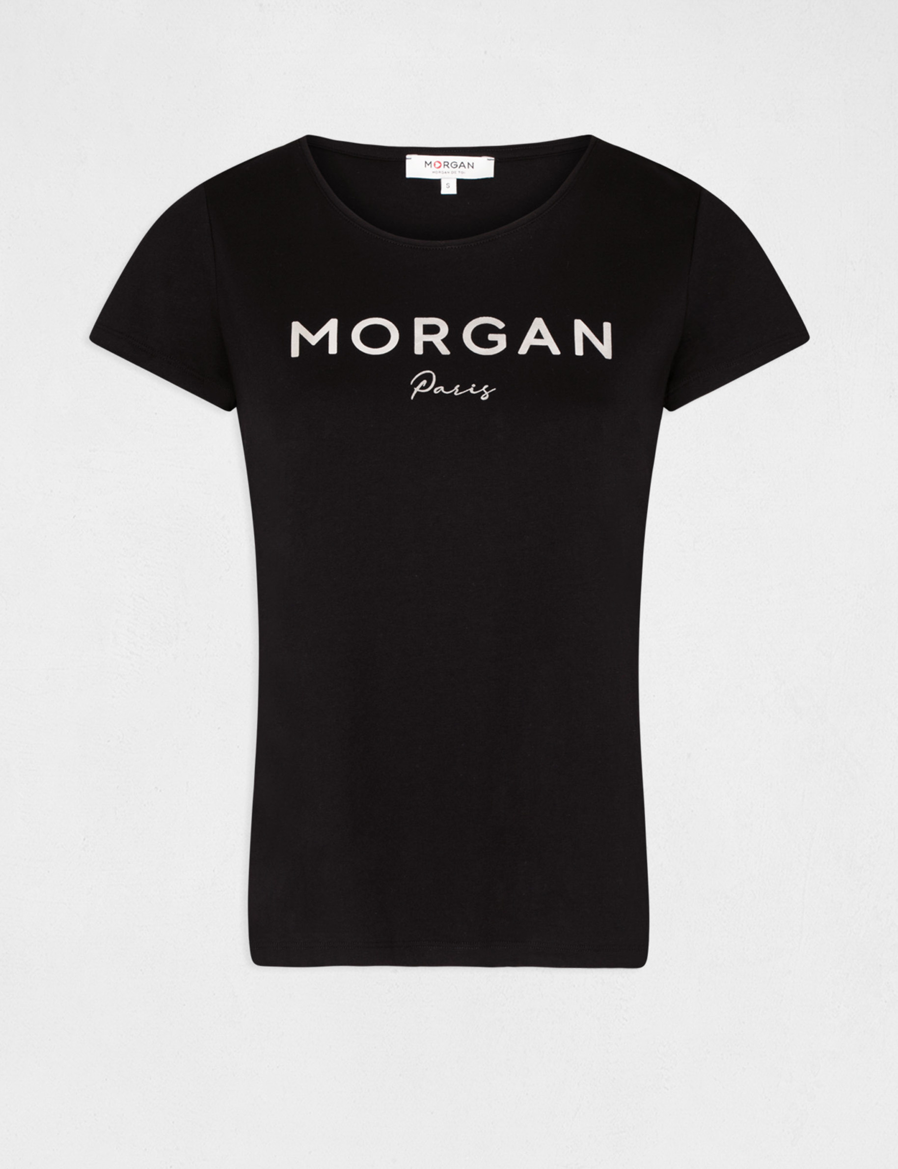 T-shirt manches courtes à inscription noir femme T-shirt manches courtes à inscription noir femme