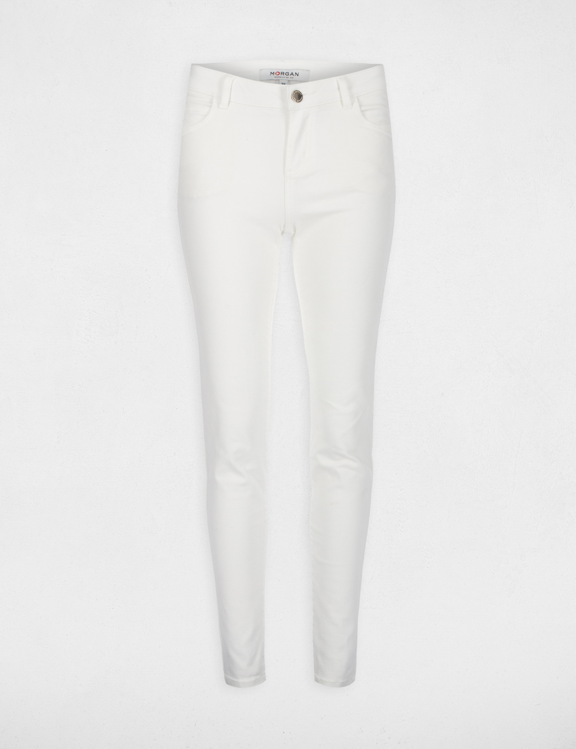 Pantalon skinny taille standard 5 poches ecru femme