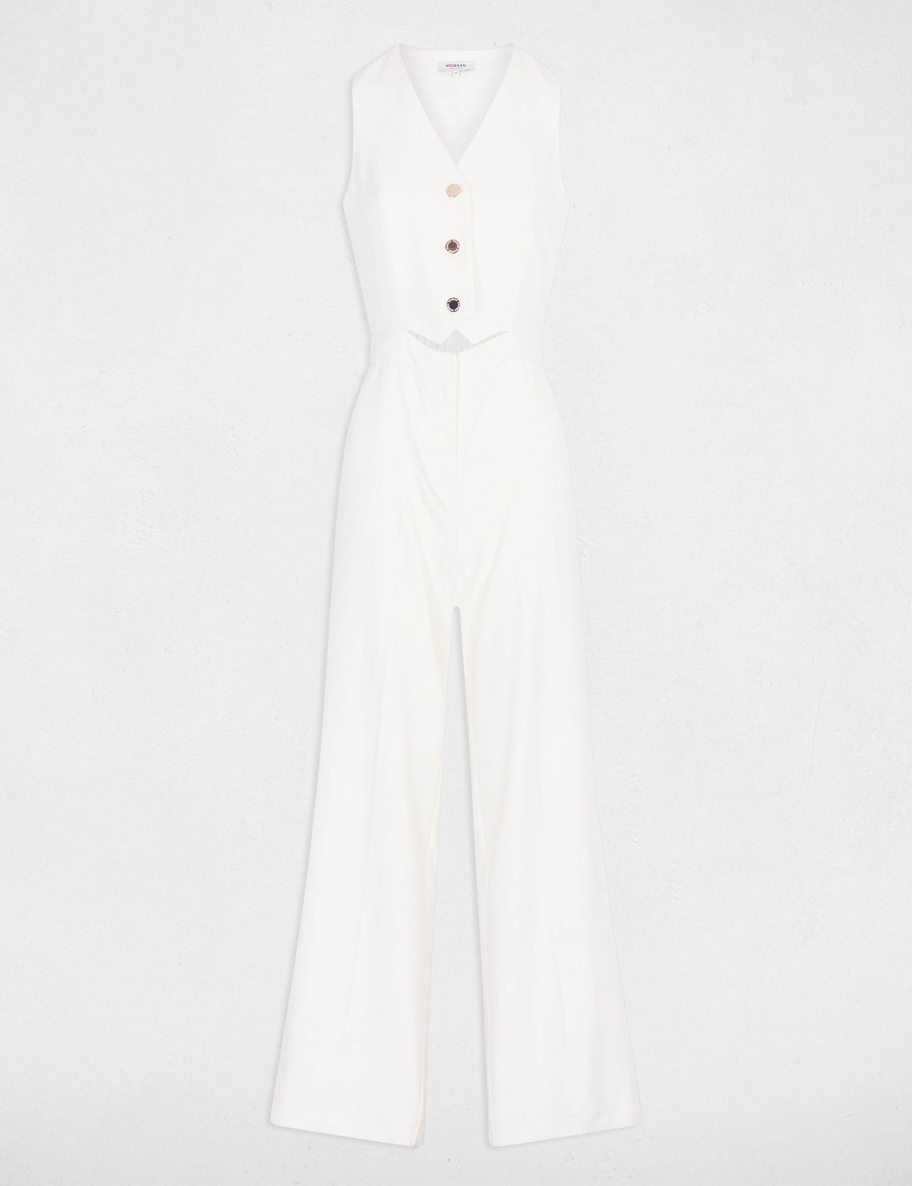 Combinaison large col v blanc femme