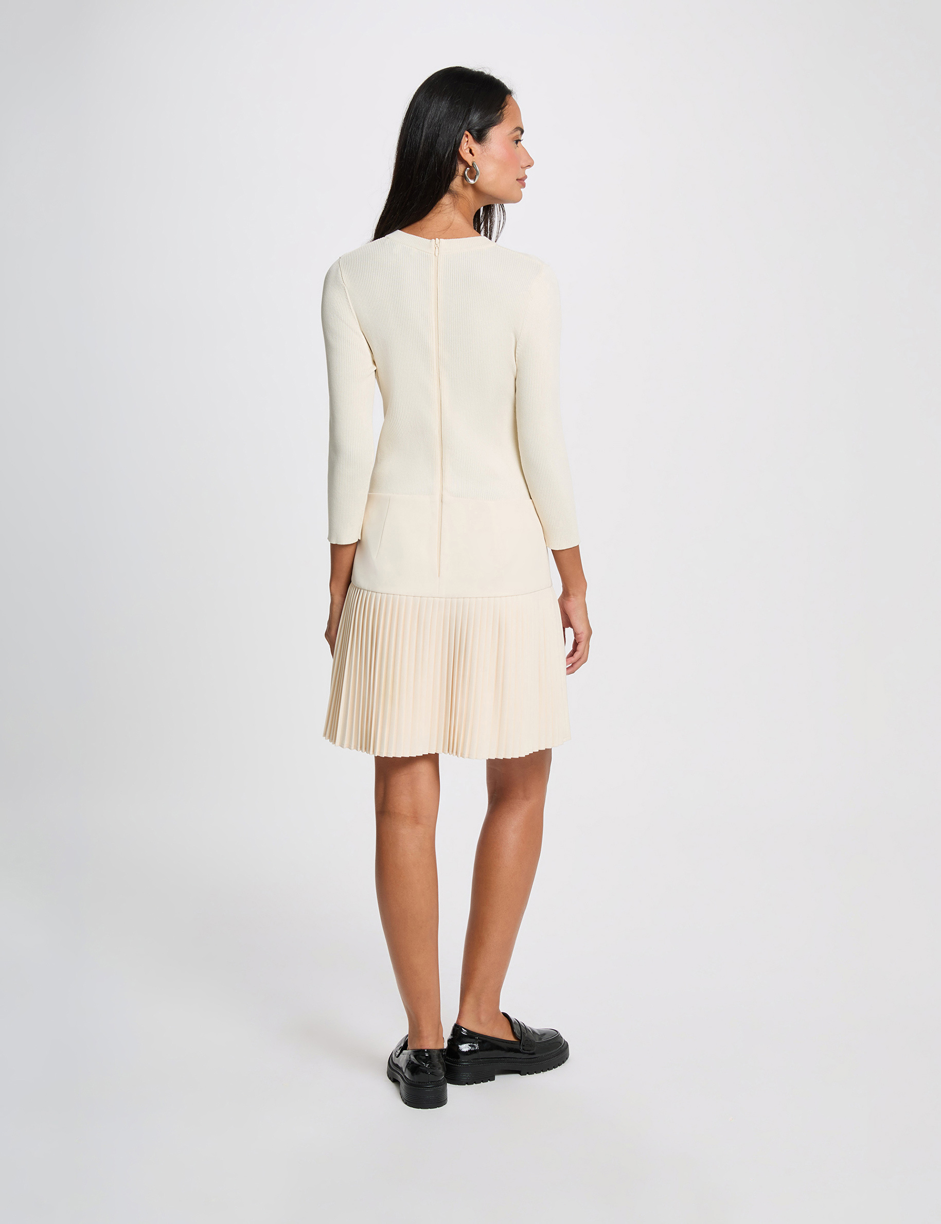 Robe pliss&eacute;e 2-en-1 ivoire femme